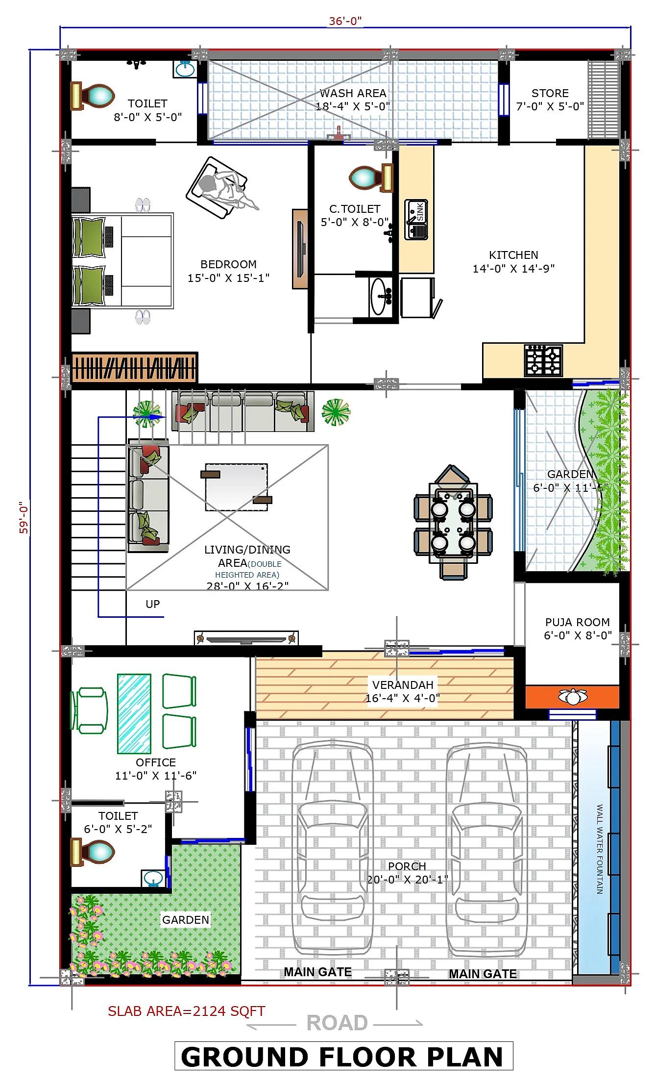 35X60 House with Swimming Pool plan- 2100 sqft Residential house design At Indore thumbnail 4 — Project ID 7379