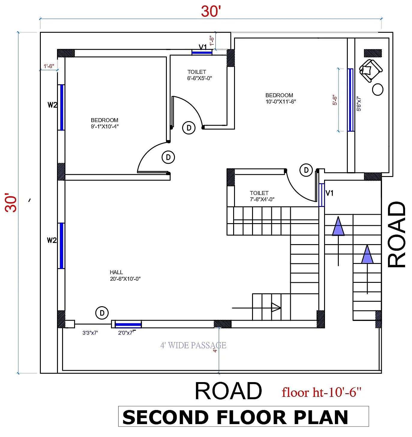 30X30 House With Shop plan- 900 sqft Residential Cum Commercial house design At Hangal thumbnail 2 — Project ID 7381