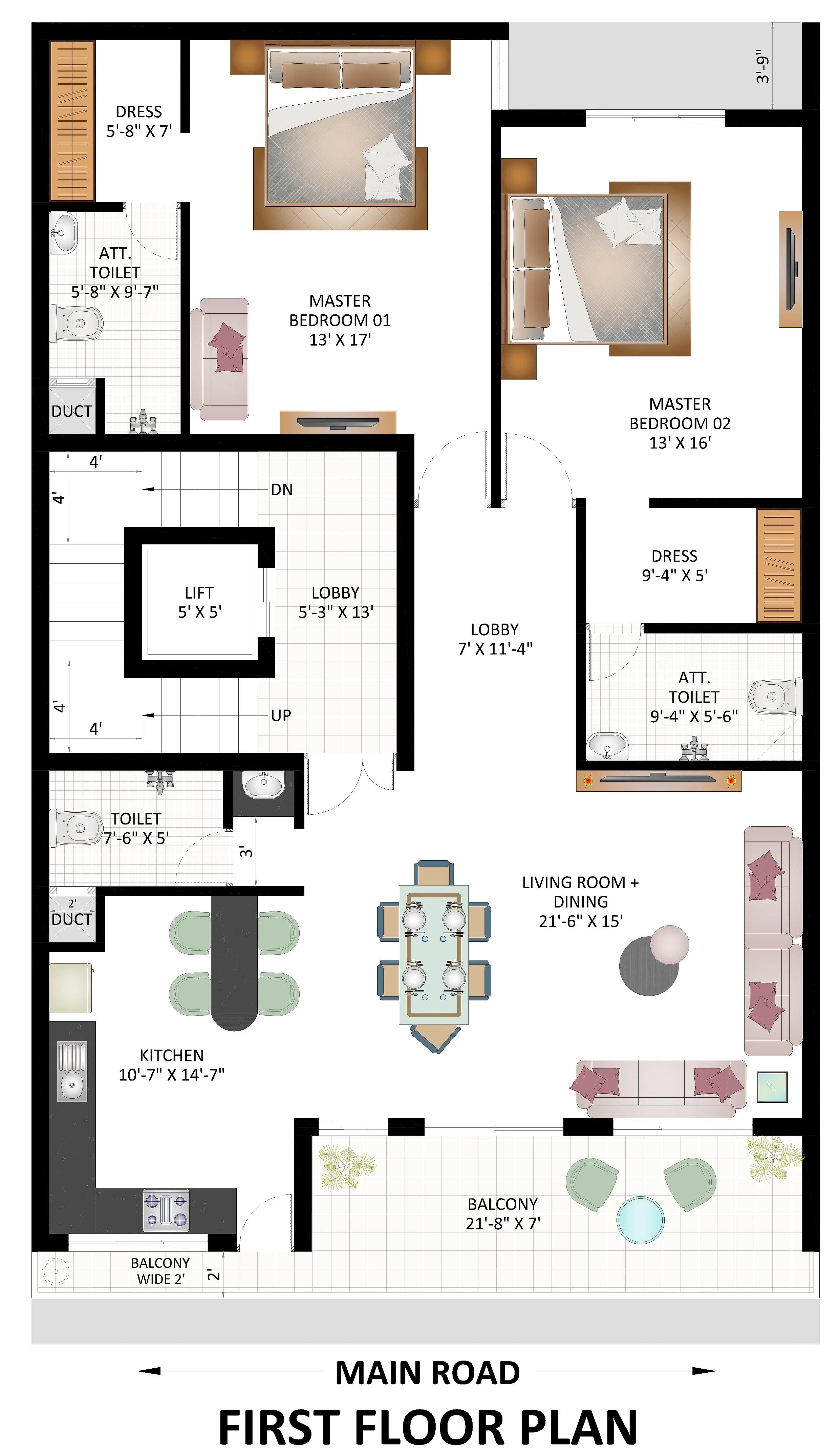 34X58 Residential House with Rental House Plan- 1972 sq ft Residential Cum Commercial House Design at Jammu thumbnail 3 — Project ID 7382