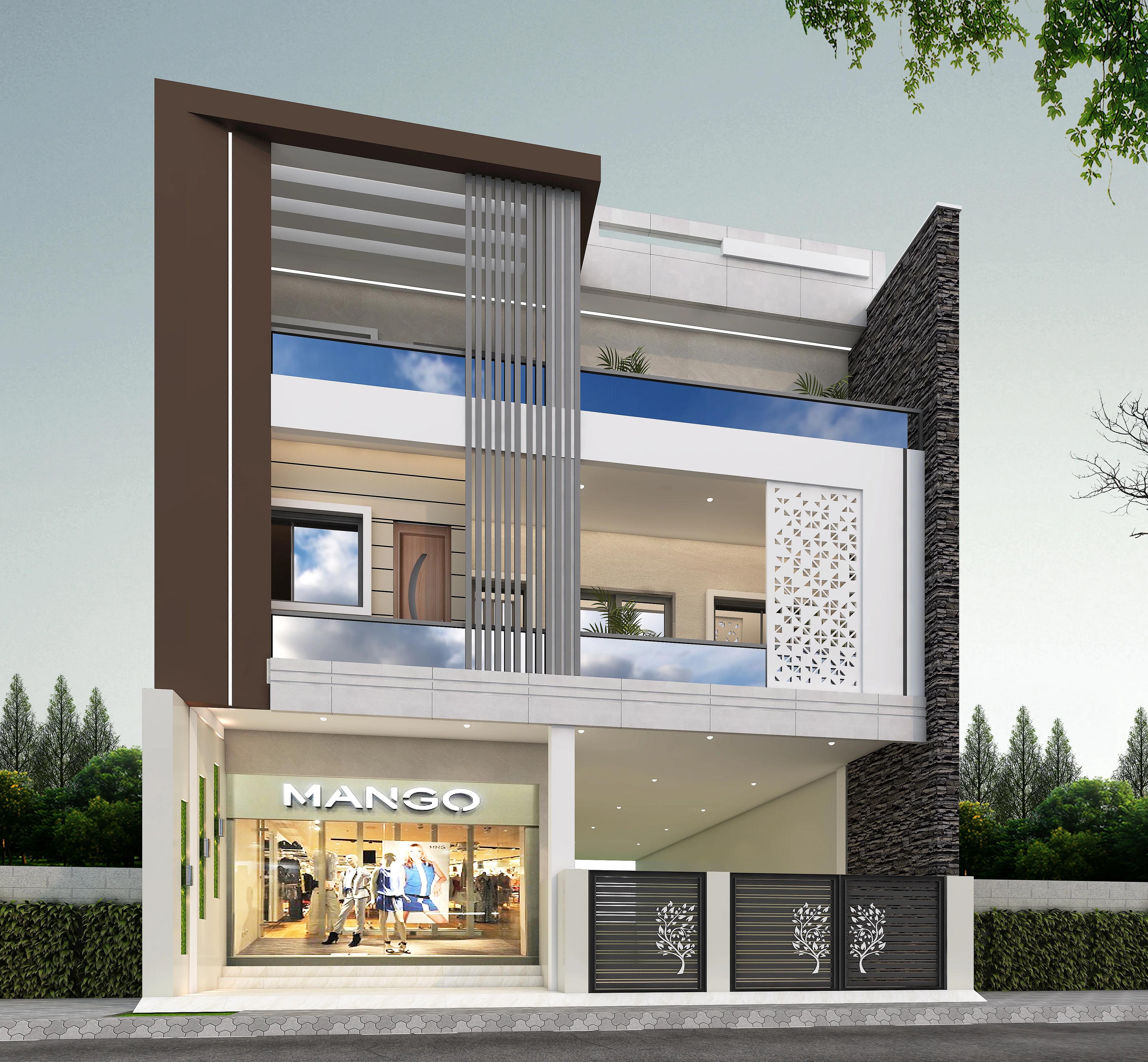 34X58 Residential House with Rental House Plan- 1972 sq ft Residential Cum Commercial House Design at Jammu [J & K]