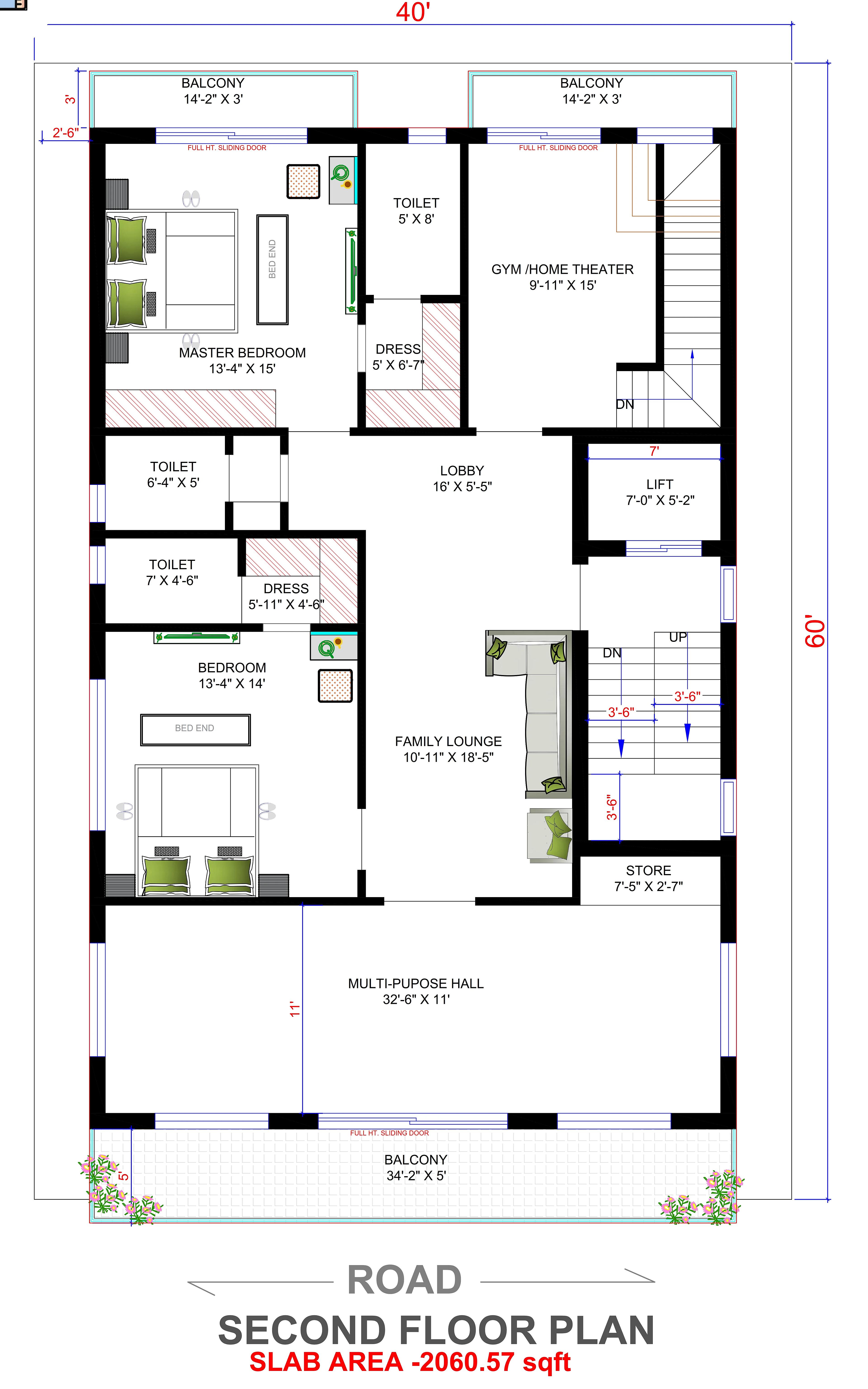 40X60 House Plan- 2400 sq ft Residential House Design at Angul thumbnail 2 — Project ID 7385