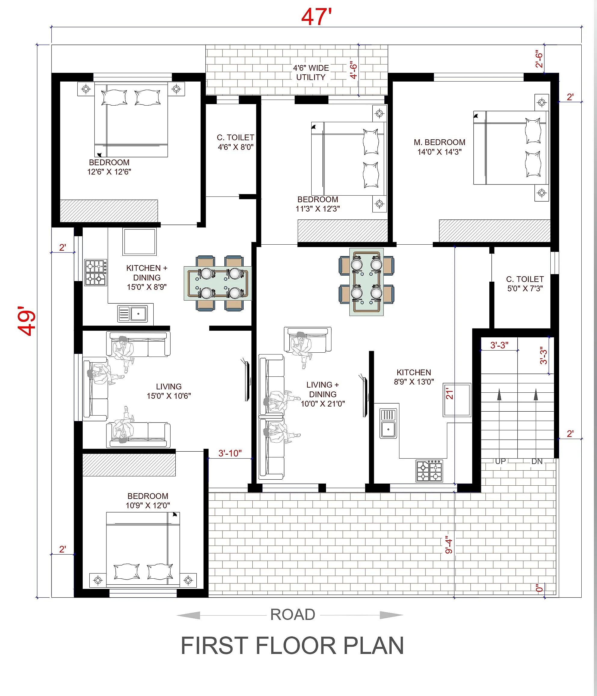 47X50 Residential House with Rental House Plan- 2350 sq ft Residential Cum Commercial House Design at Rourkela thumbnail 2 — Project ID 7391