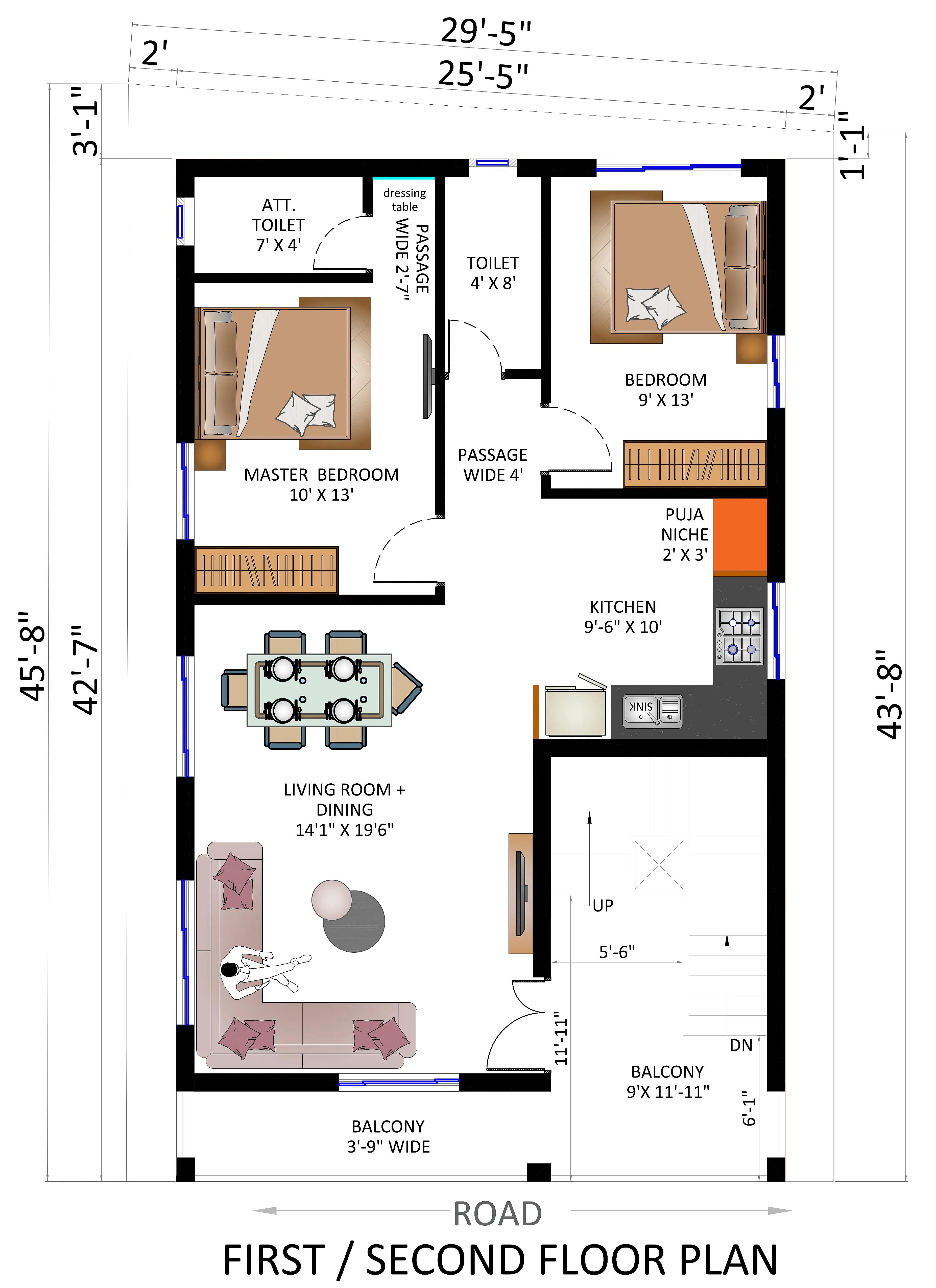 30X46 House Plan- 1380 sq ft Residential Cum Commercial House Design at Hassan [KA]