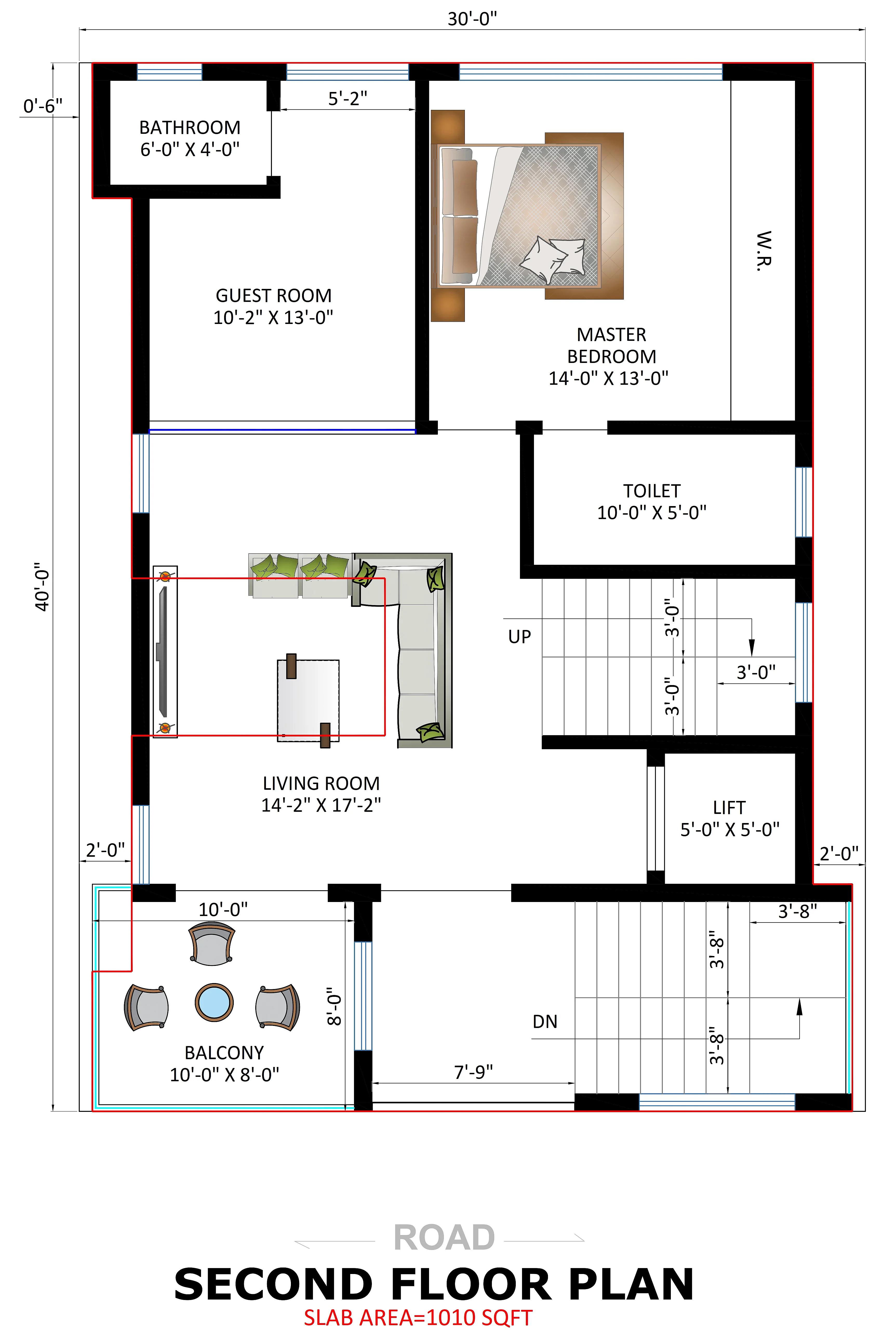 30X40 House Plan- 1200 sq ft Residential Cum Commercial House Design at Bangalore thumbnail 4 — Project ID 7394
