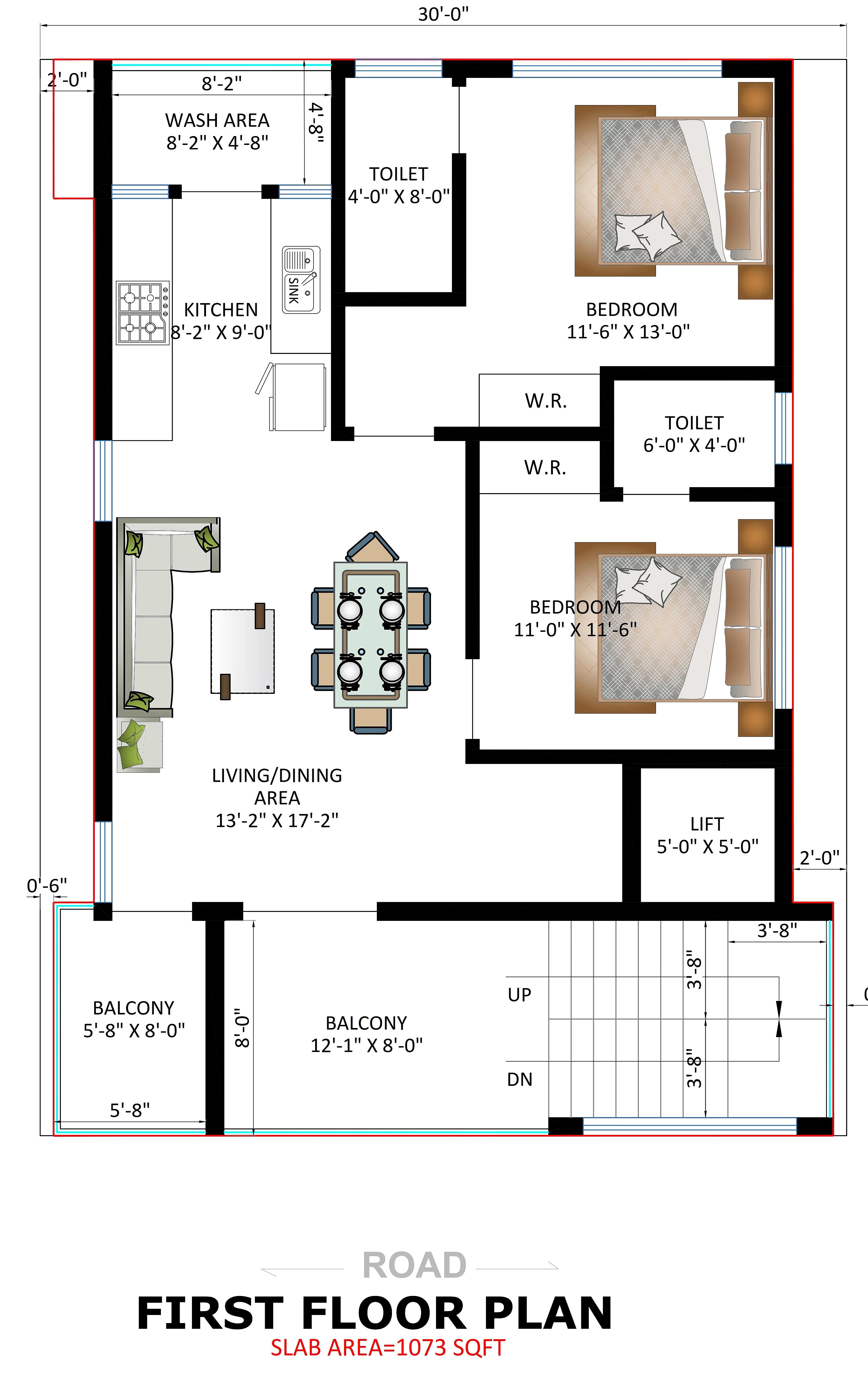 30X40 House Plan- 1200 sq ft Residential Cum Commercial House Design at Bangalore thumbnail 5 — Project ID 7394