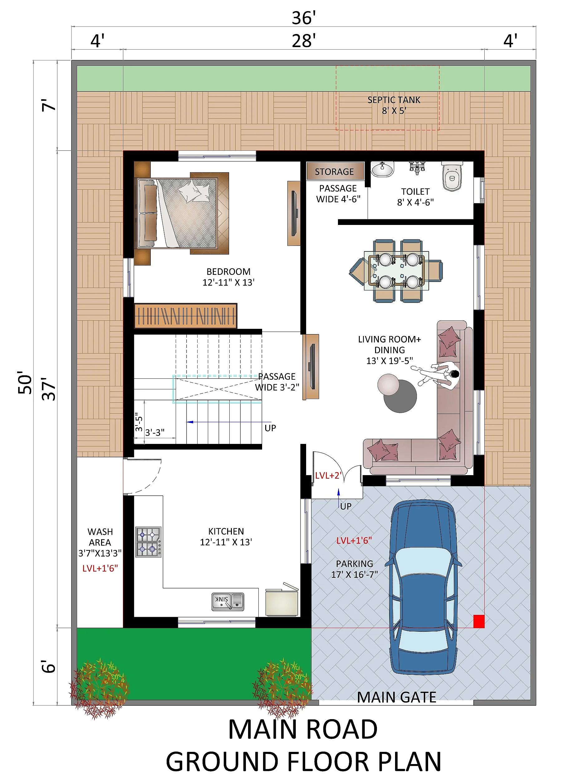 36X50 House plan- 1800 sqft Residential house design At Durgapur thumbnail 5 — Project ID 7399