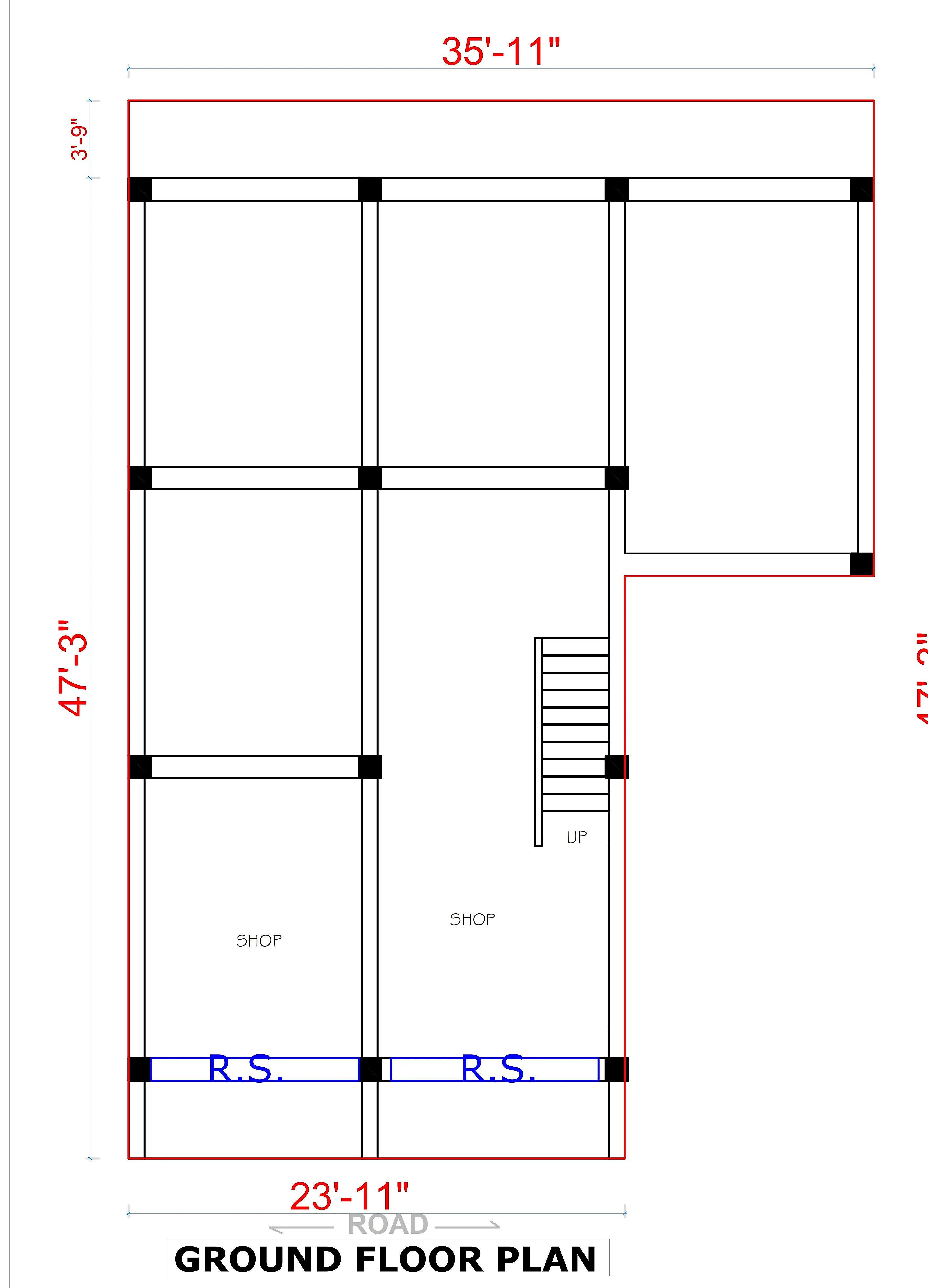 36X48 House With Shop plan- 1728 sqft Residential Cum Commercial house design At Reasi thumbnail 4 — Project ID 7424