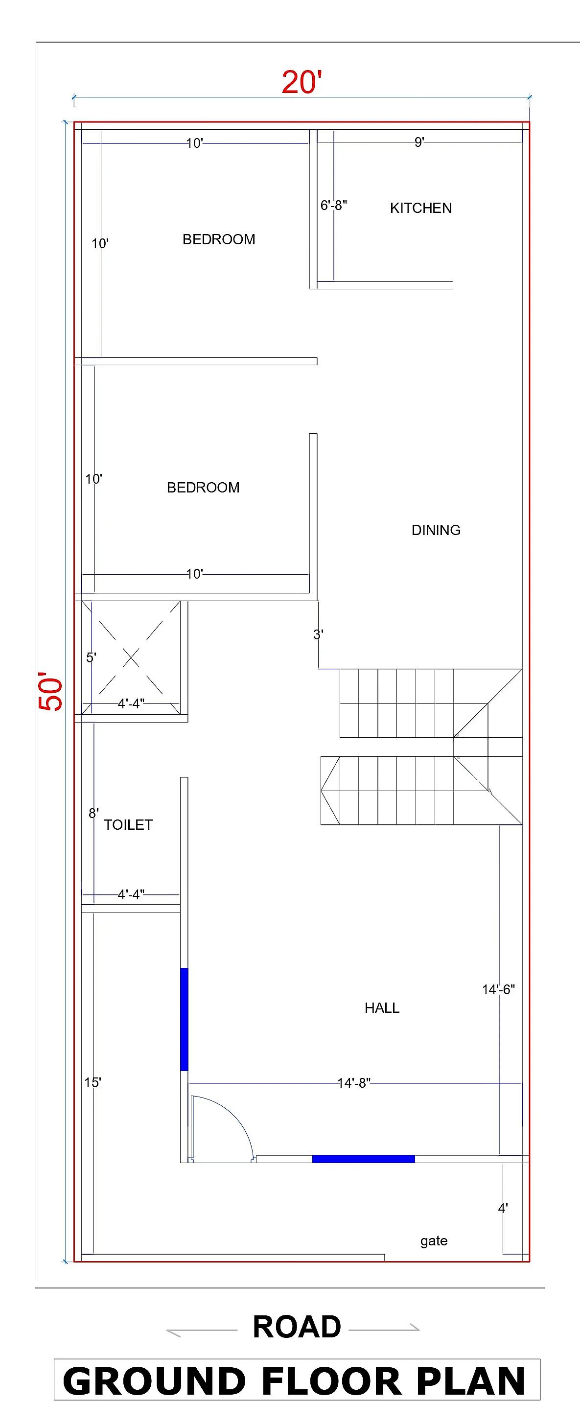 20X50 House plan- 1000 sqft Residential house design At Indore thumbnail 3 — Project ID 7430