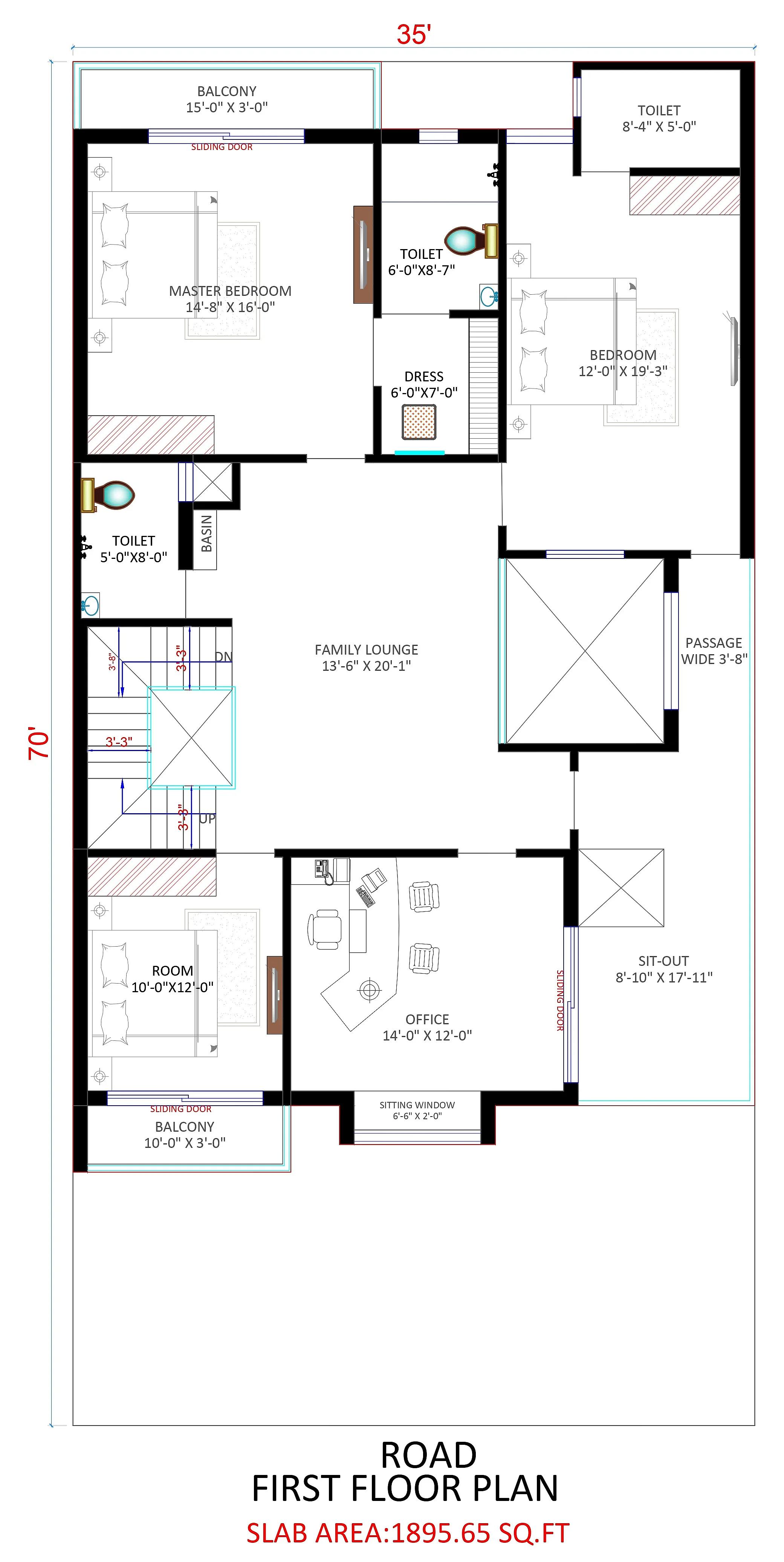 35X70 House With Office  plan- 2450 sqft Residential Cum Commercial house design At Jodhpur [RJ]