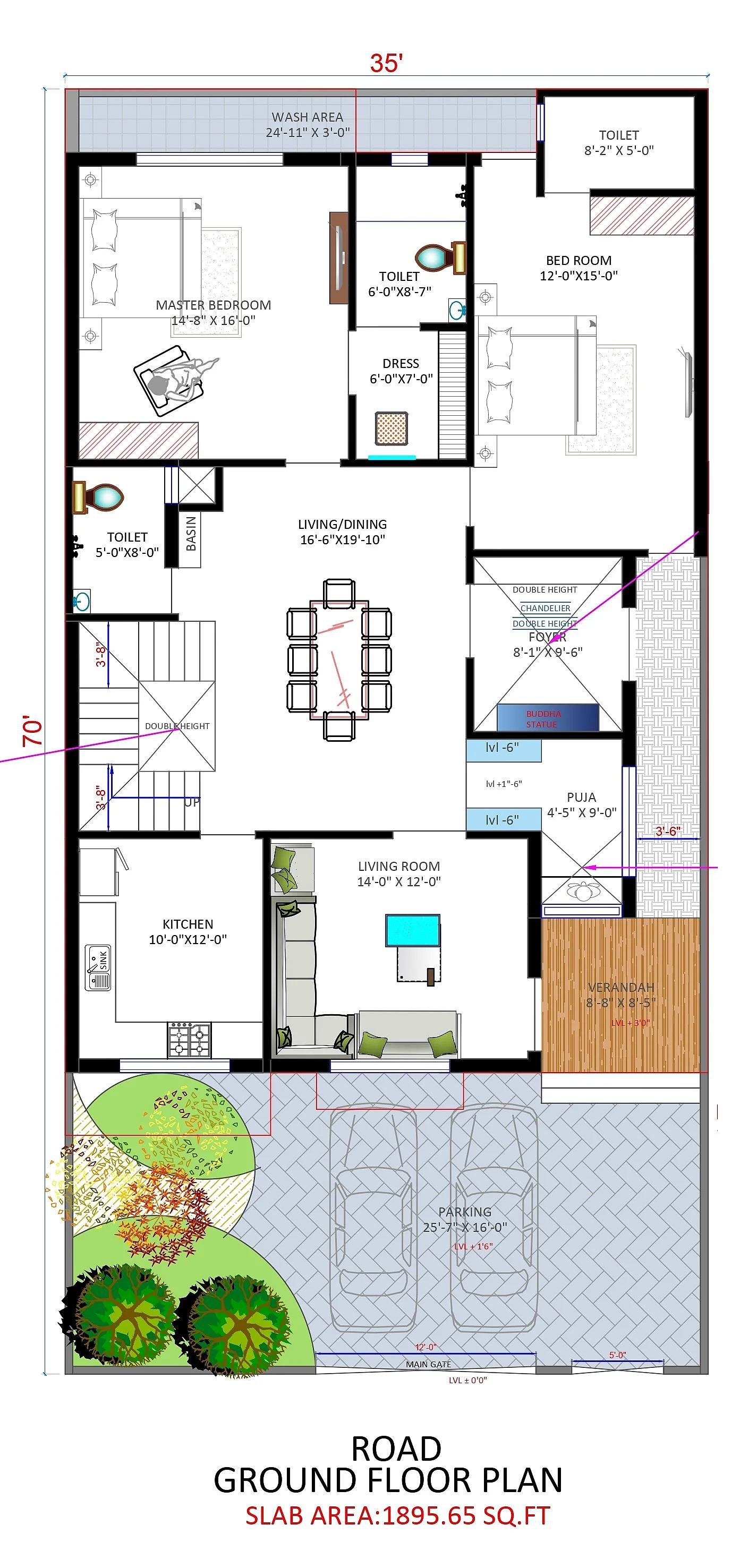 35X70 House With Office plan- 2450 sqft Residential Cum Commercial house design At Jodhpur thumbnail 2 — Project ID 7450