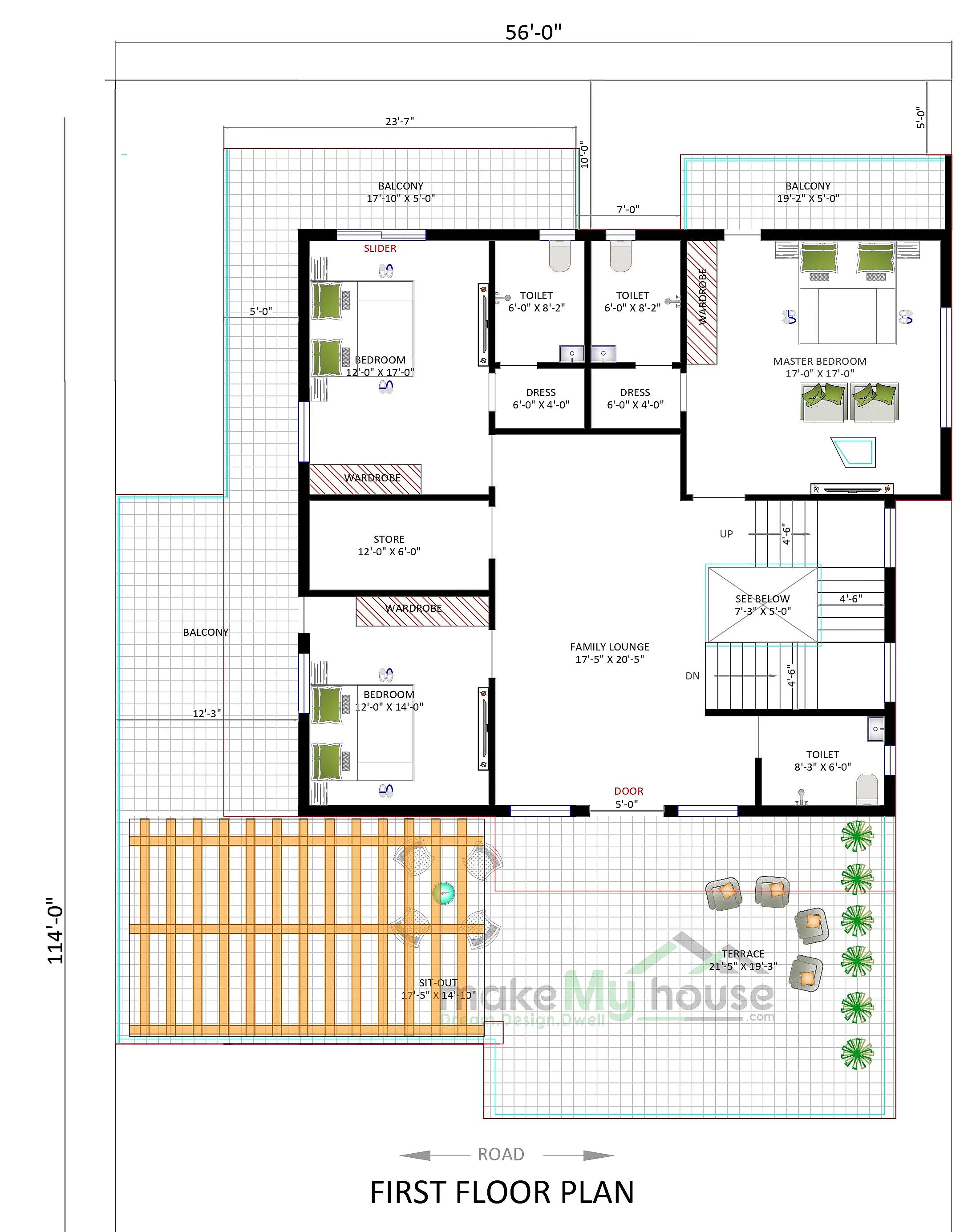 56X114 House plan- 6384 sqft Residential house design At Jaipur thumbnail 3 — Project ID 7467