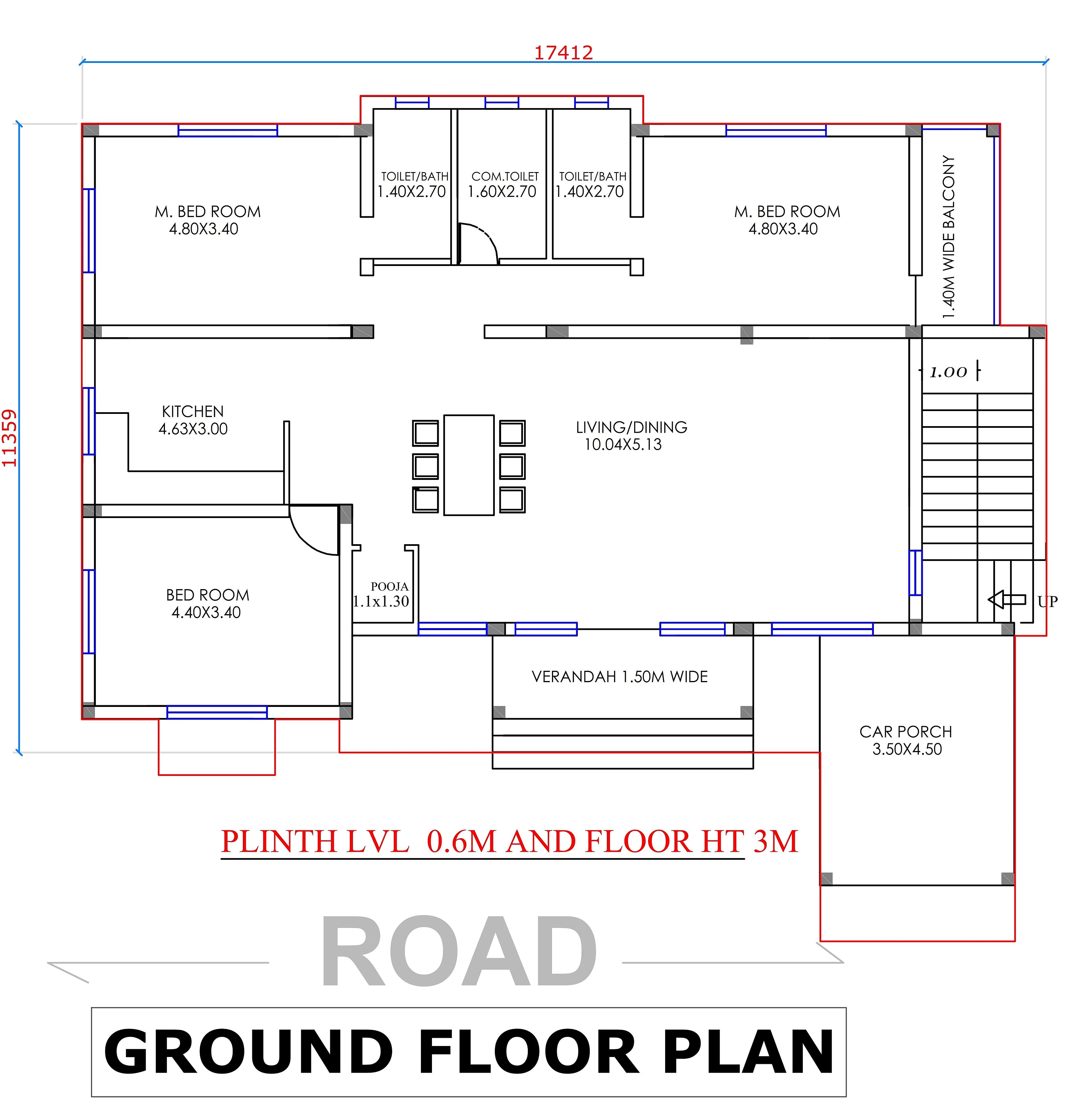 82X68 House plan- 5576 sqft Residential house design At Canacona {GAO} thumbnail 3 — Project ID 7471