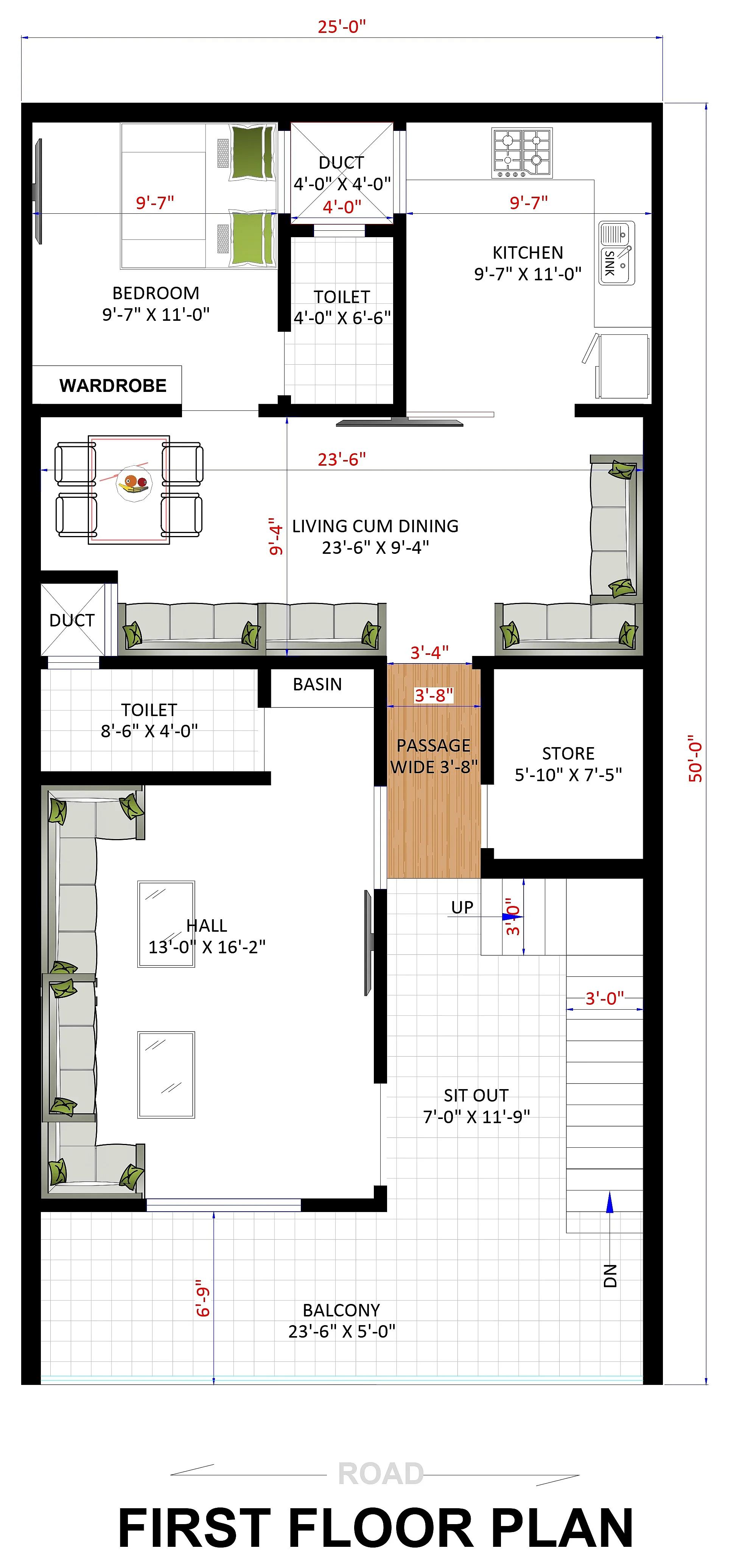 25X50 House plan- 1250 sqft Residential house design At Varanasi thumbnail 2 — Project ID 7474