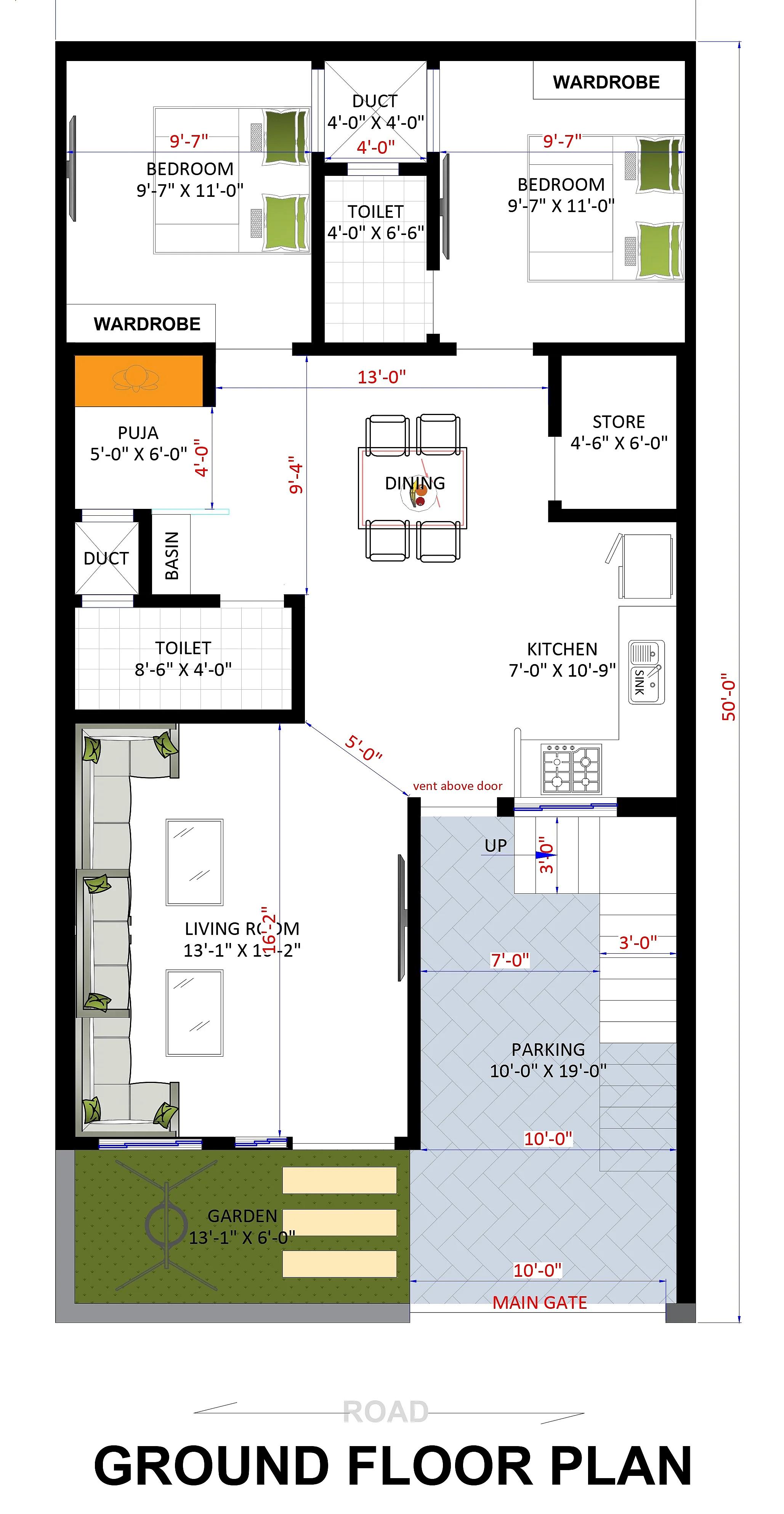 25X50 House plan- 1250 sqft Residential house design At Varanasi thumbnail 3 — Project ID 7474