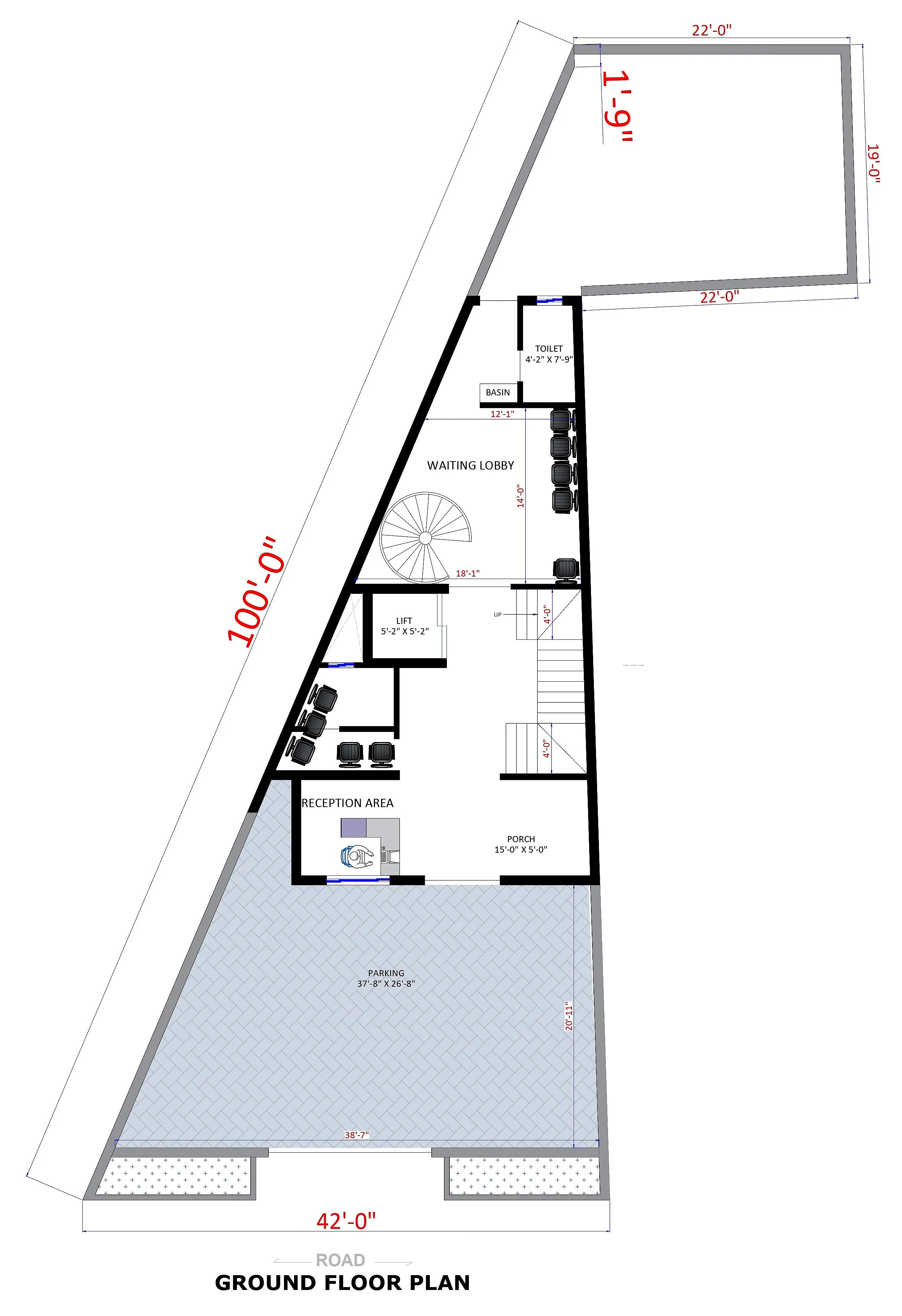 42X92 Hotel plan- 3864 sqft Commercial house design At Chandigarh thumbnail 2 — Project ID 7485