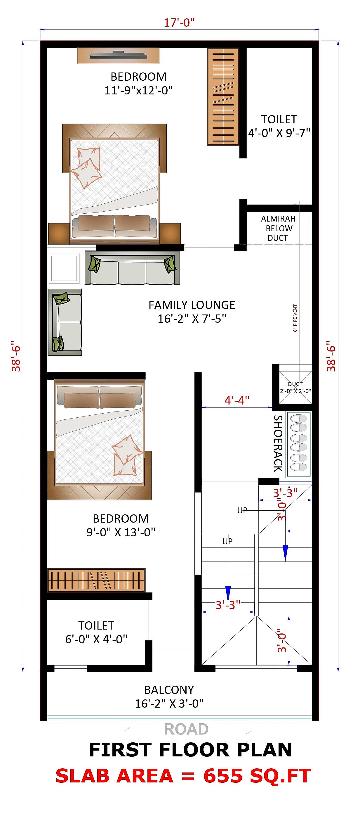 17X40 House plan- 680 sqft Residential house design At NewDelhi — photo 2 — Project ID 7499