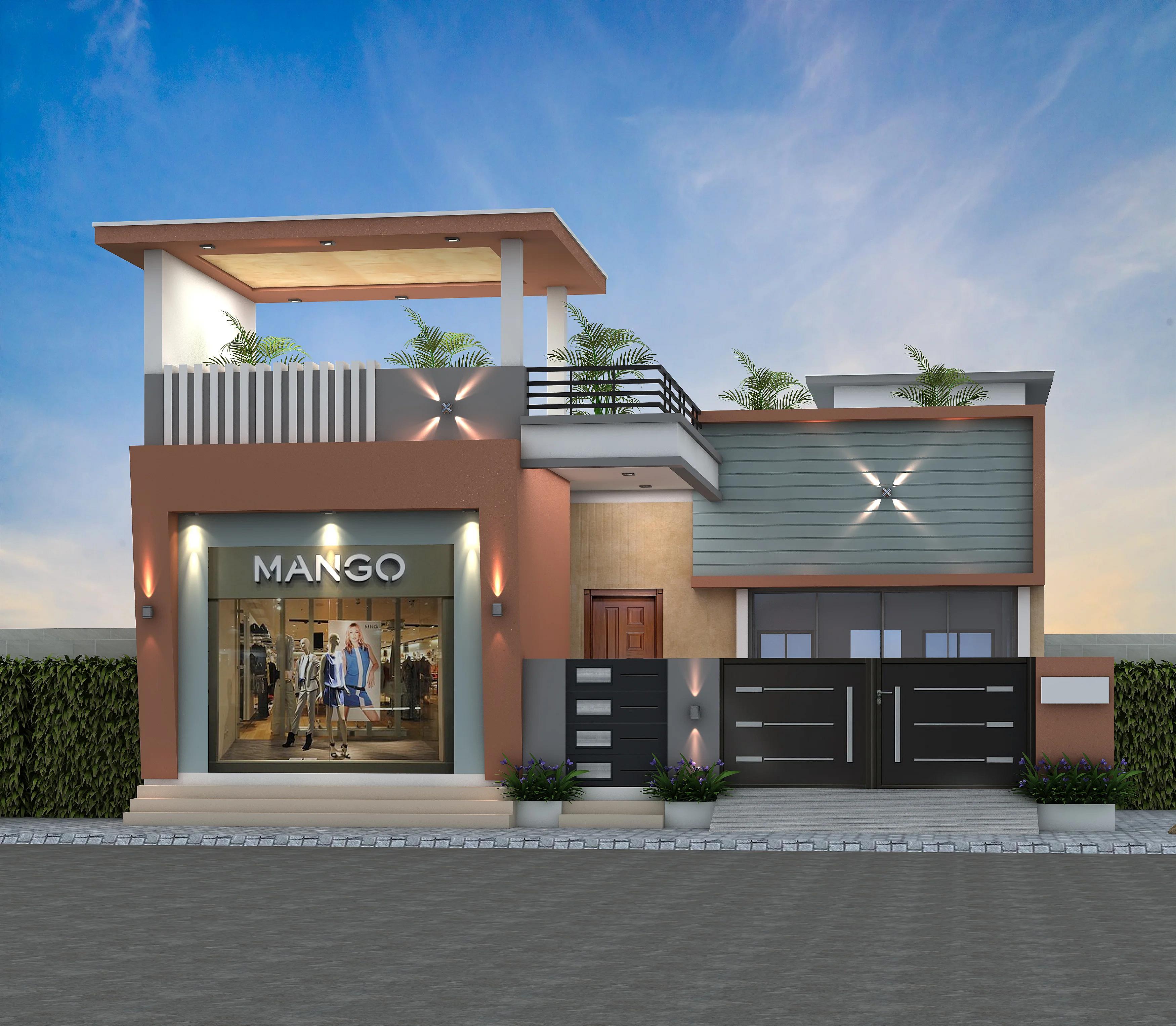 40X80 House With Shop plan- 3200 sqft Residential Cum Commercial house design At Bhilwara [RJ]