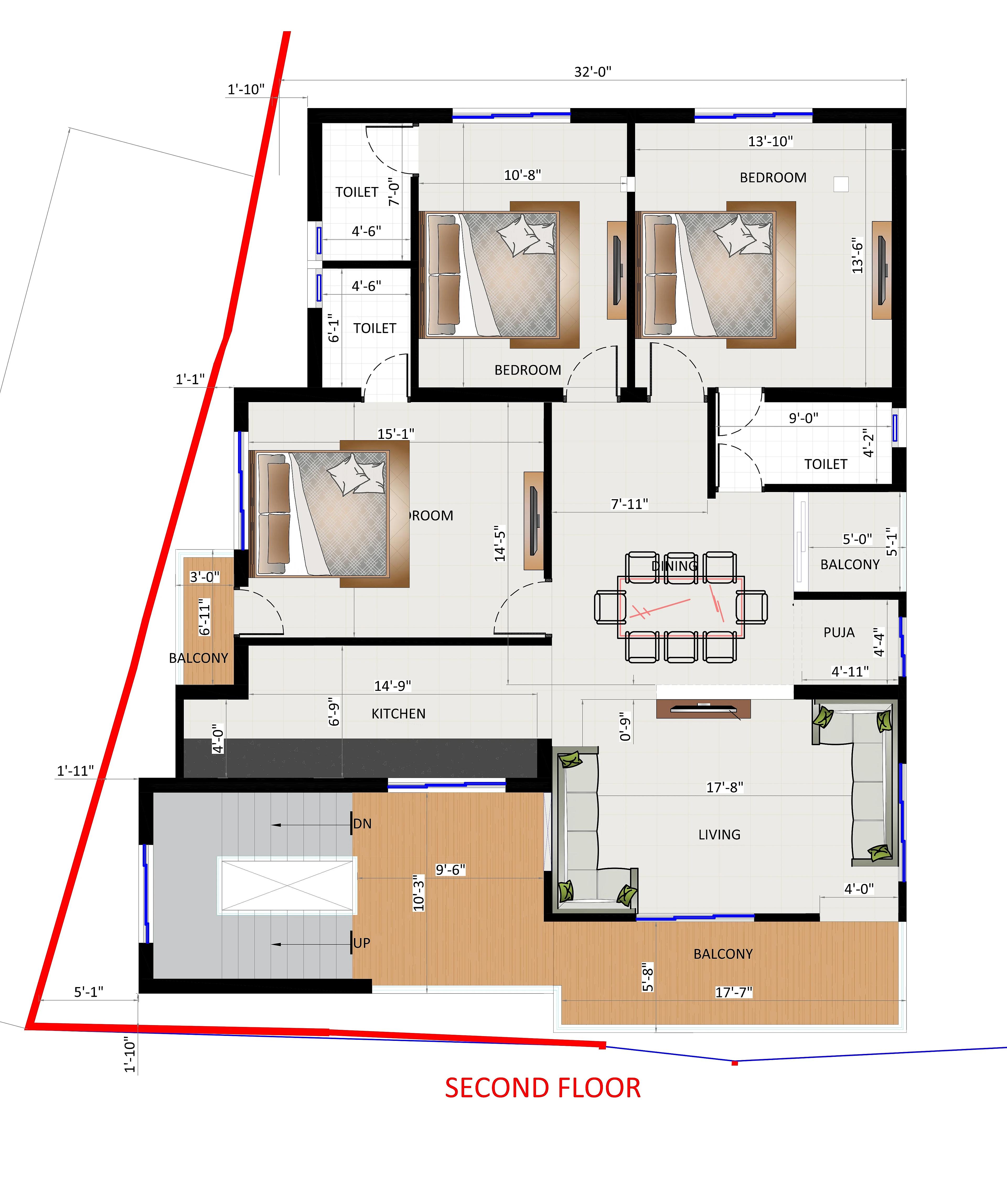 56X70 Residential House with Rental House plan- 3920 sqft Residential Cum Commercial house design At Bhubaneswar — photo 2 — Project ID 7503