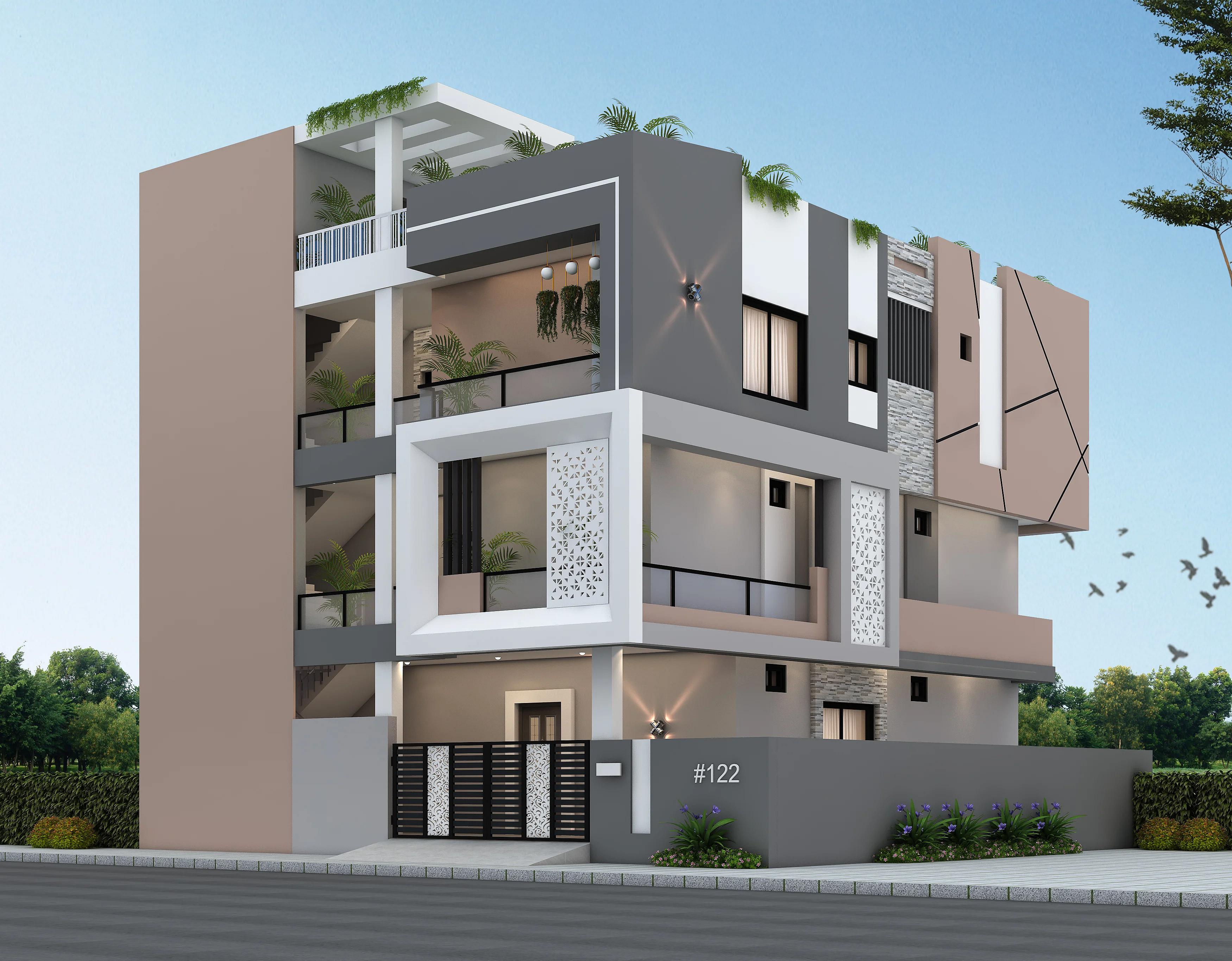 56X70 Residential House with Rental House plan- 3920 sqft Residential Cum Commercial house design At Bhubaneswar — photo 1 — Project ID 7503