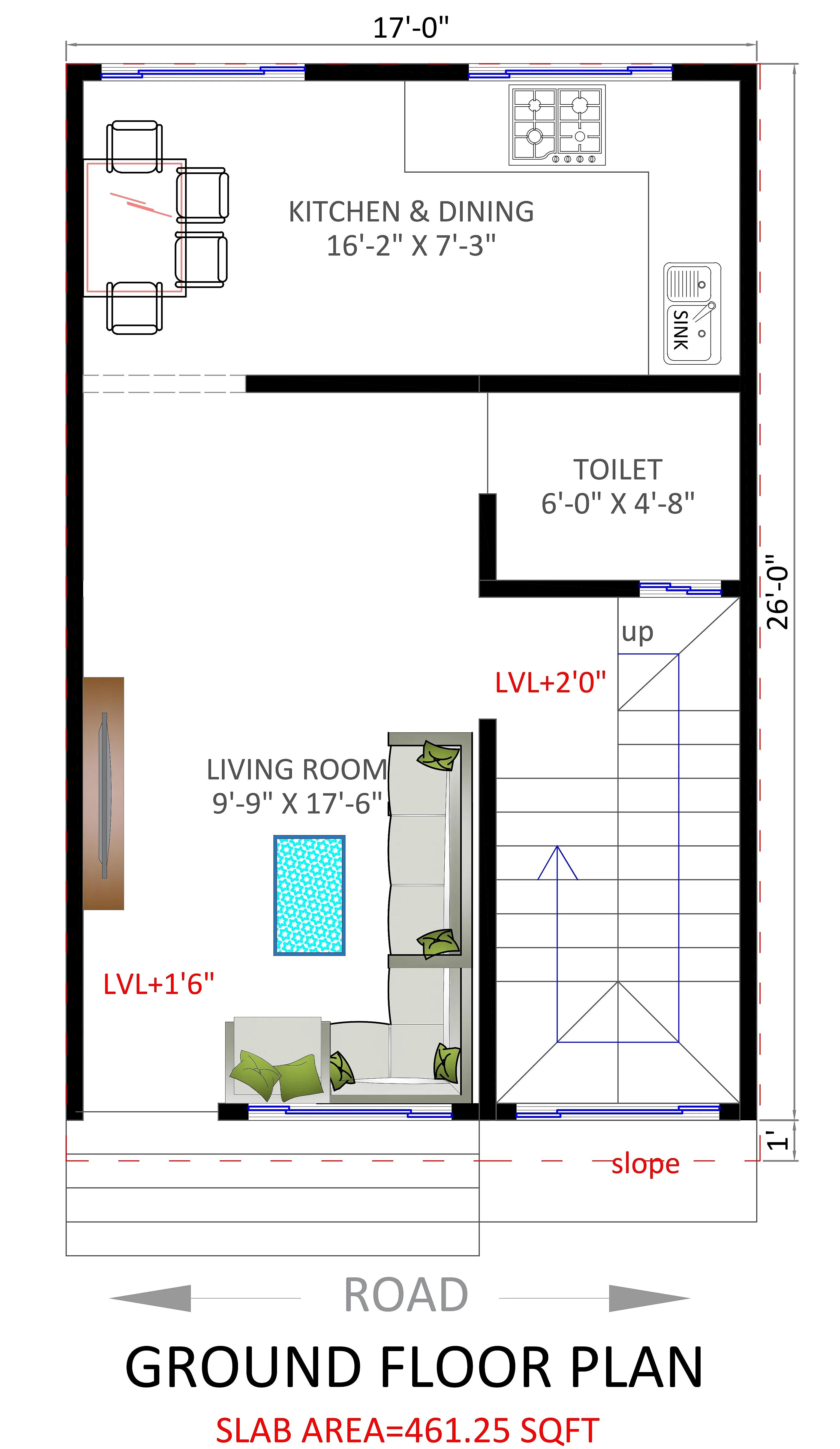 17X26 House plan- 442 sqft Residential house design At Tiruvannamalai thumbnail 3 — Project ID 7505