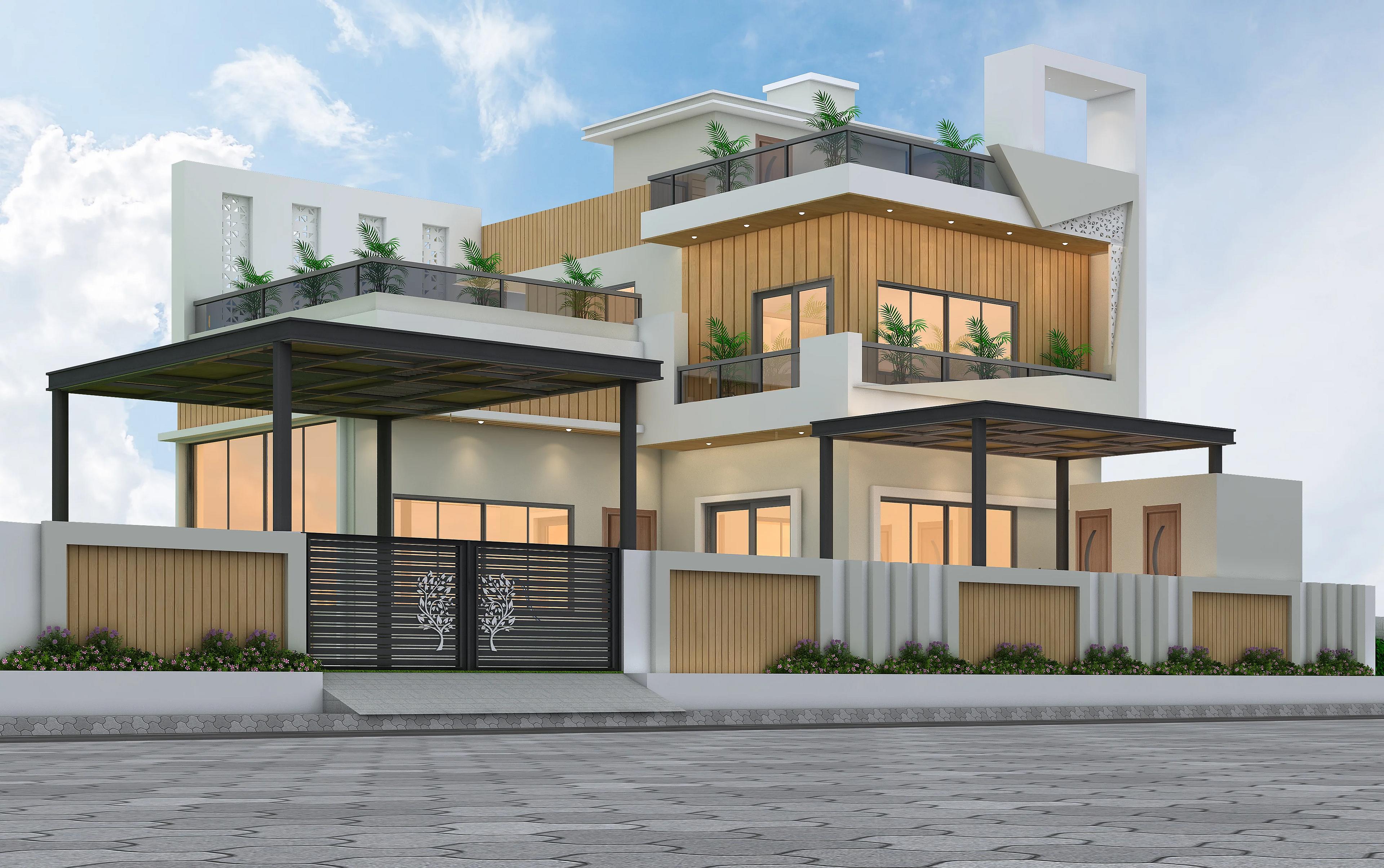 43X54 House with Swimming Pool plan- 2322 sqft Residential house design At Kharwandi thumbnail 2 — Project ID 7507