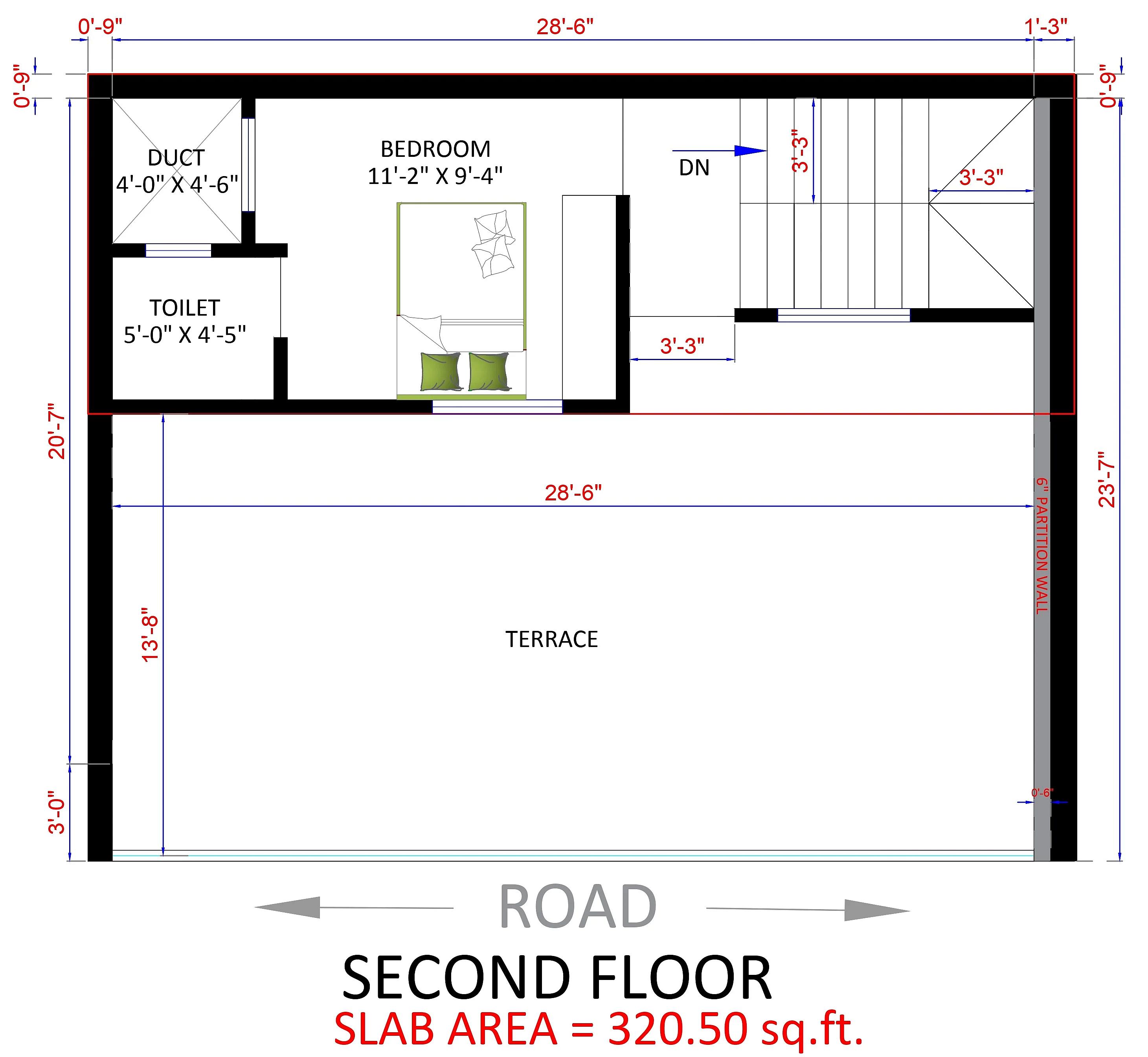 29X21 House plan- 609 sqft Residential house design At Ahmadabad thumbnail 2 — Project ID 7512