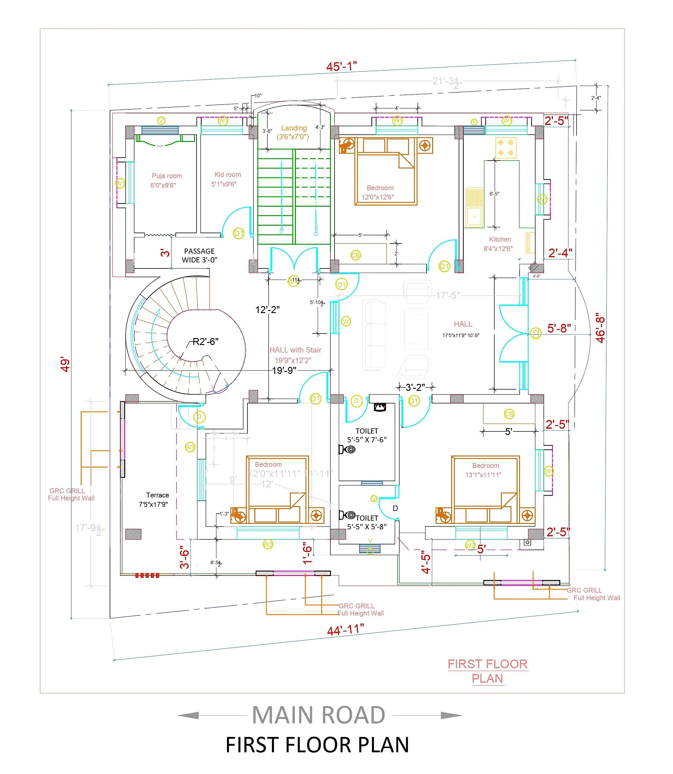 40X50 House plan- 2000 sqft Residential house design At Motihari thumbnail 2 — Project ID 7522