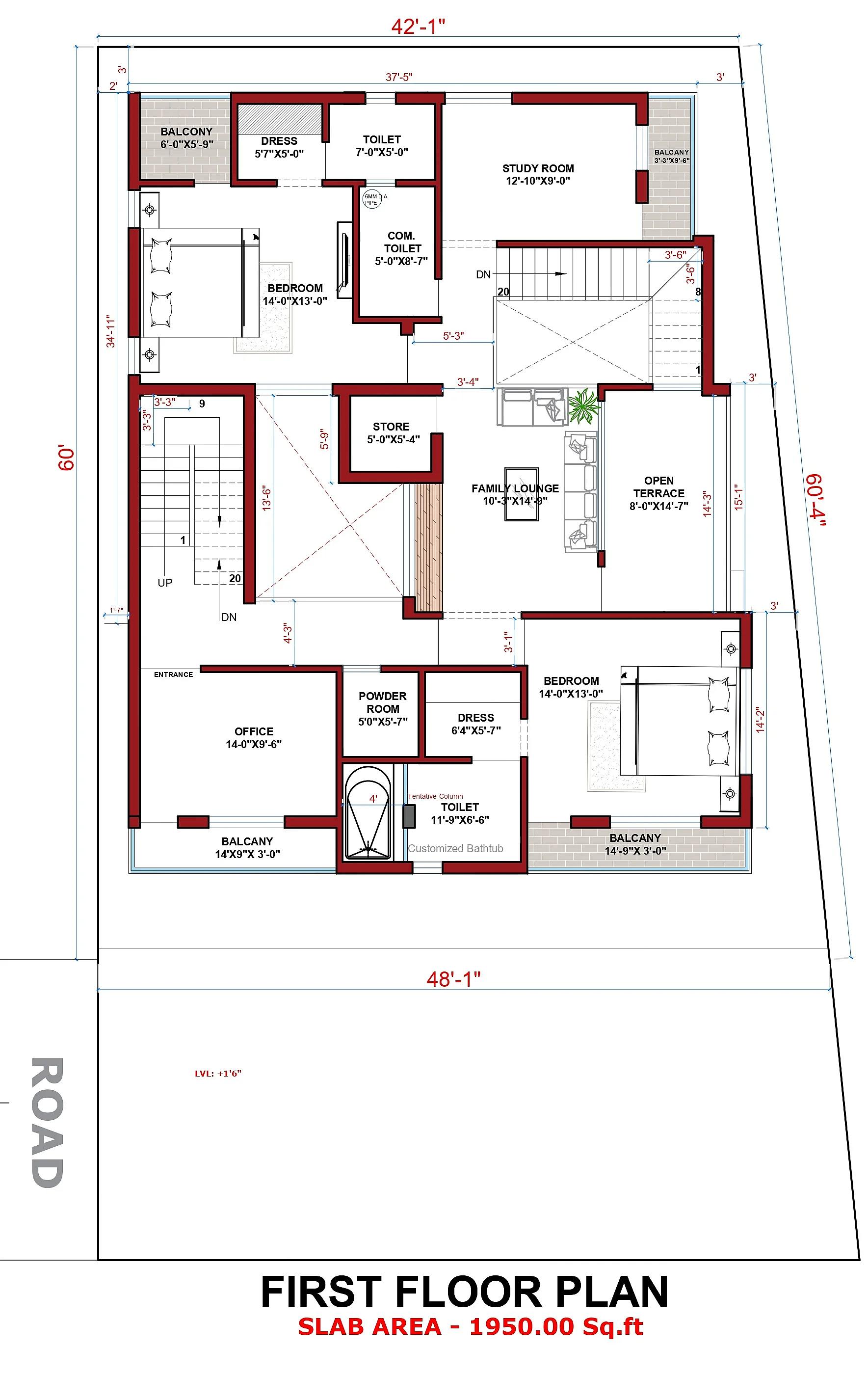 40X60 House With Office plan- 2400 sqft Residential house design At Dhanbad — photo 2 — Project ID 7532
