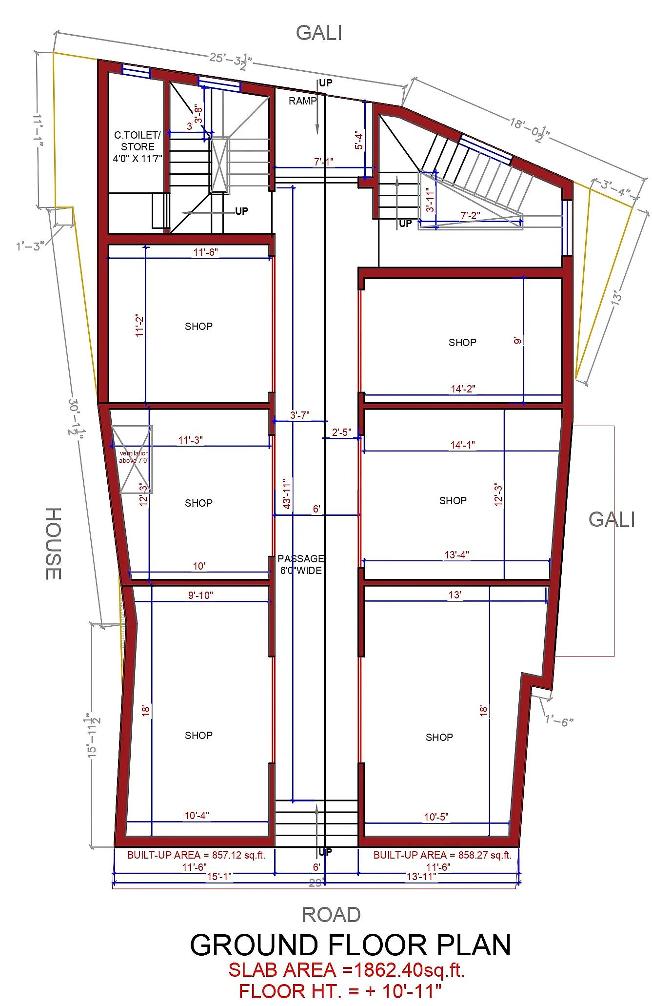 30X56 Rental House with Shop plan- 1680 sqft Residential Cum Commercial house design At Khilchipur thumbnail 3 — Project ID 7534