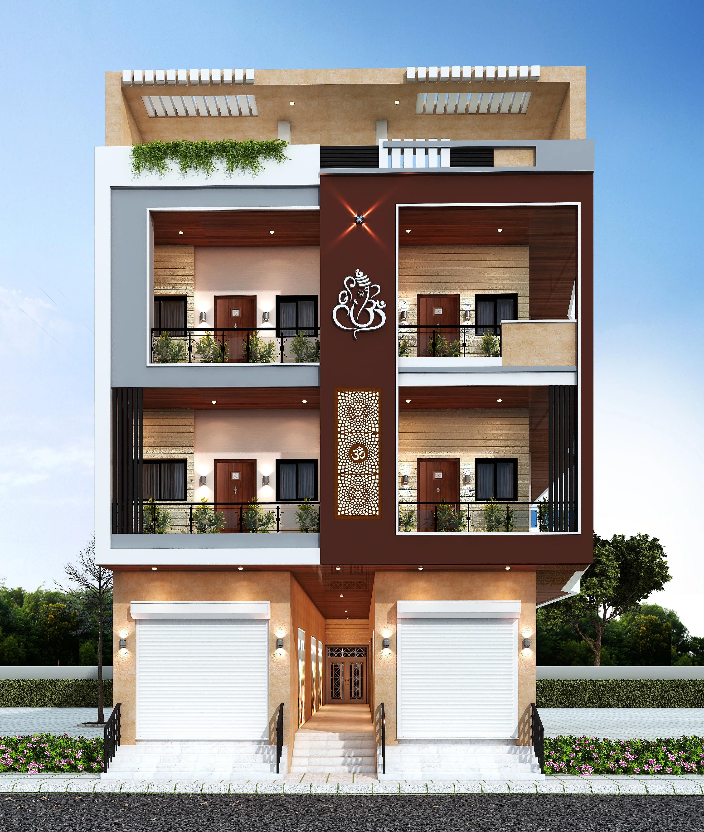 30X56 Rental House with Shop plan- 1680 sqft Residential Cum Commercial house design At Khilchipur [MP] front elevation, 30x56 ft plot, 4 BHK, east facing, G+2, Khilchipur
