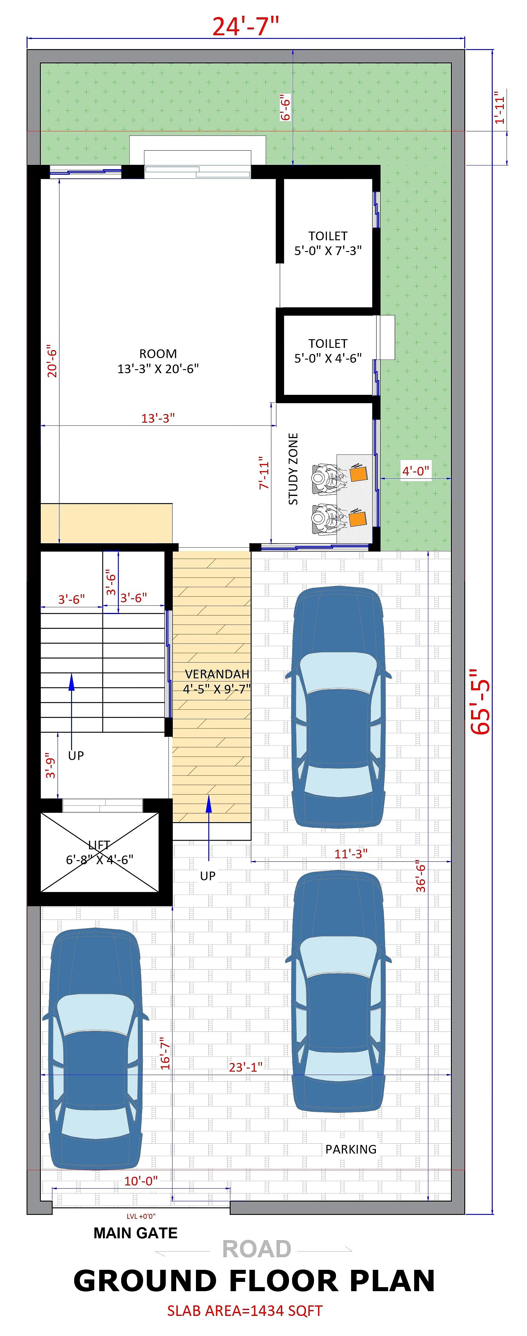 25X65 House plan- 1625 sqft Residential house design At Faridabad thumbnail 4 — Project ID 7535