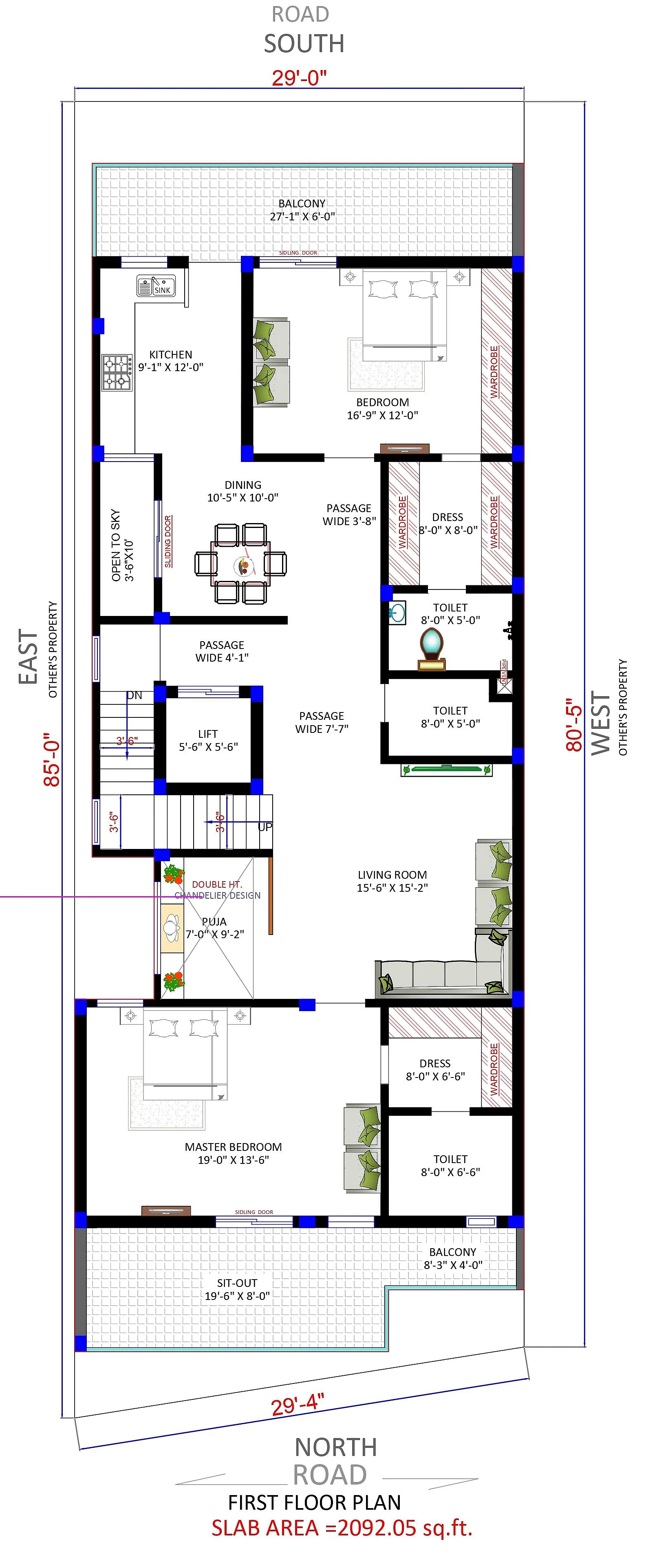 30X85 House plan- 2550 sqft Residential house design At Jaipur thumbnail 3 — Project ID 7537