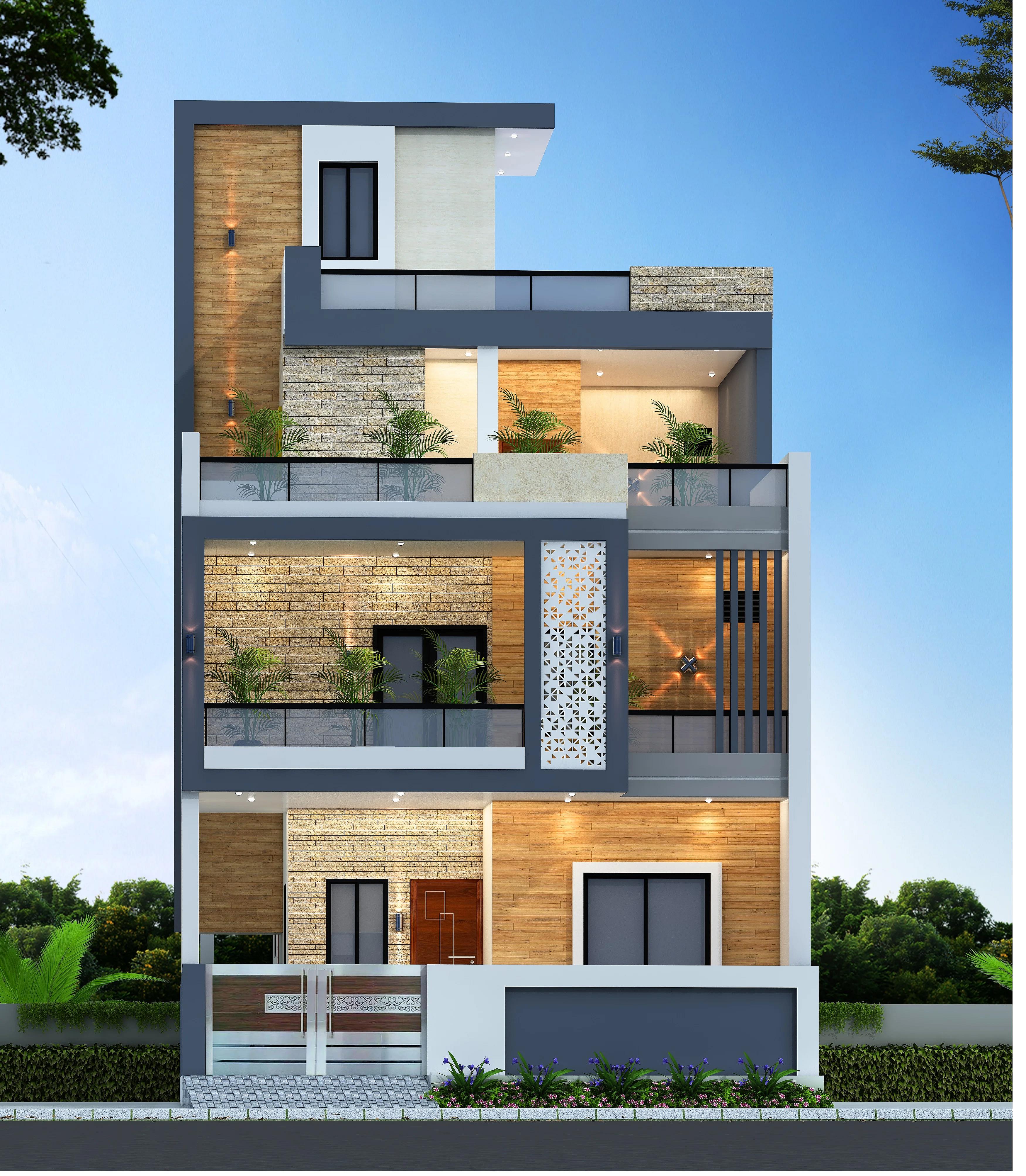 30X85 House plan- 2550 sqft Residential house design At Jaipur [RJ] front elevation, 30x85 ft plot, north facing, G+2, Jaipur