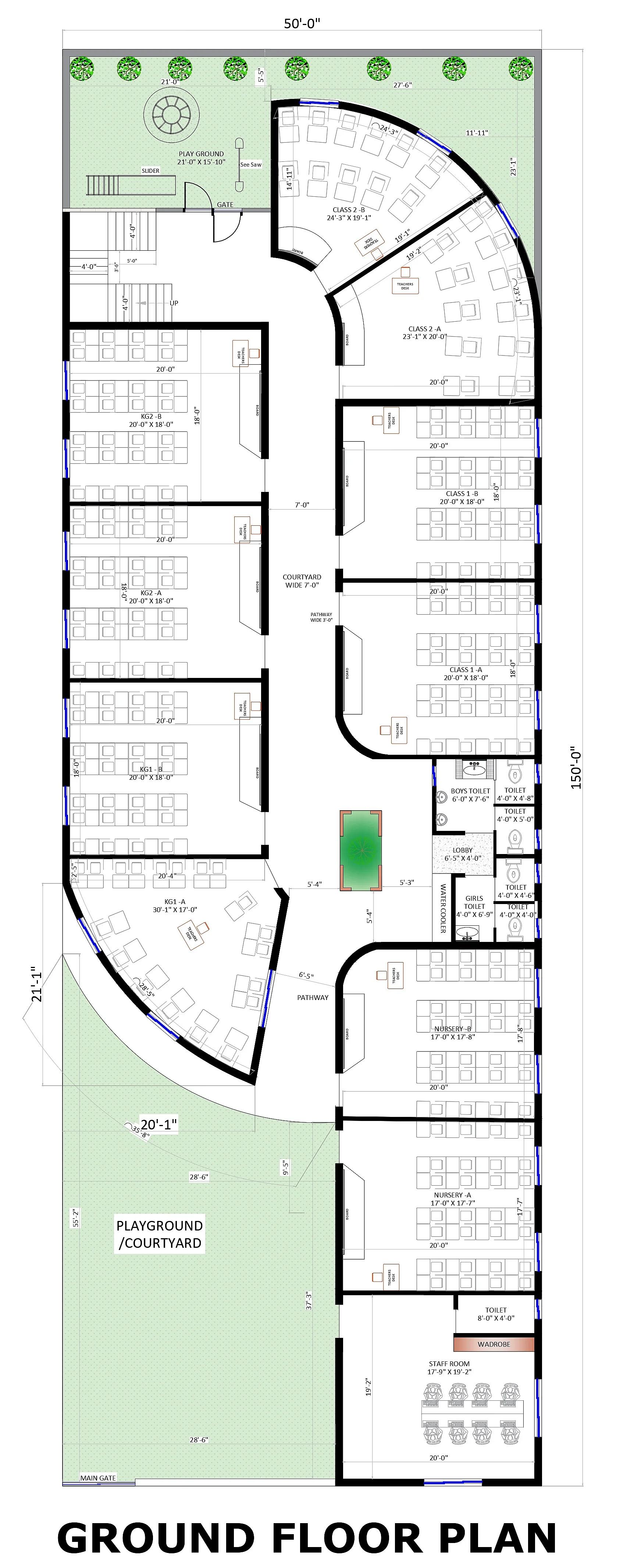 50X150 Primary school plan- 7500 sqft Commercial house design At Baksa thumbnail 2 — Project ID 7538