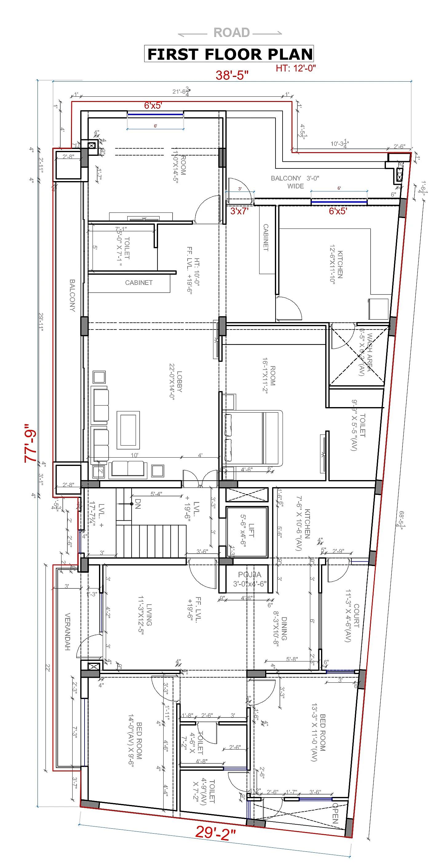 36X78 Showroom plan- 2808 sqft Residential Cum Commercial house design At Jaipur thumbnail 2 — Project ID 7539