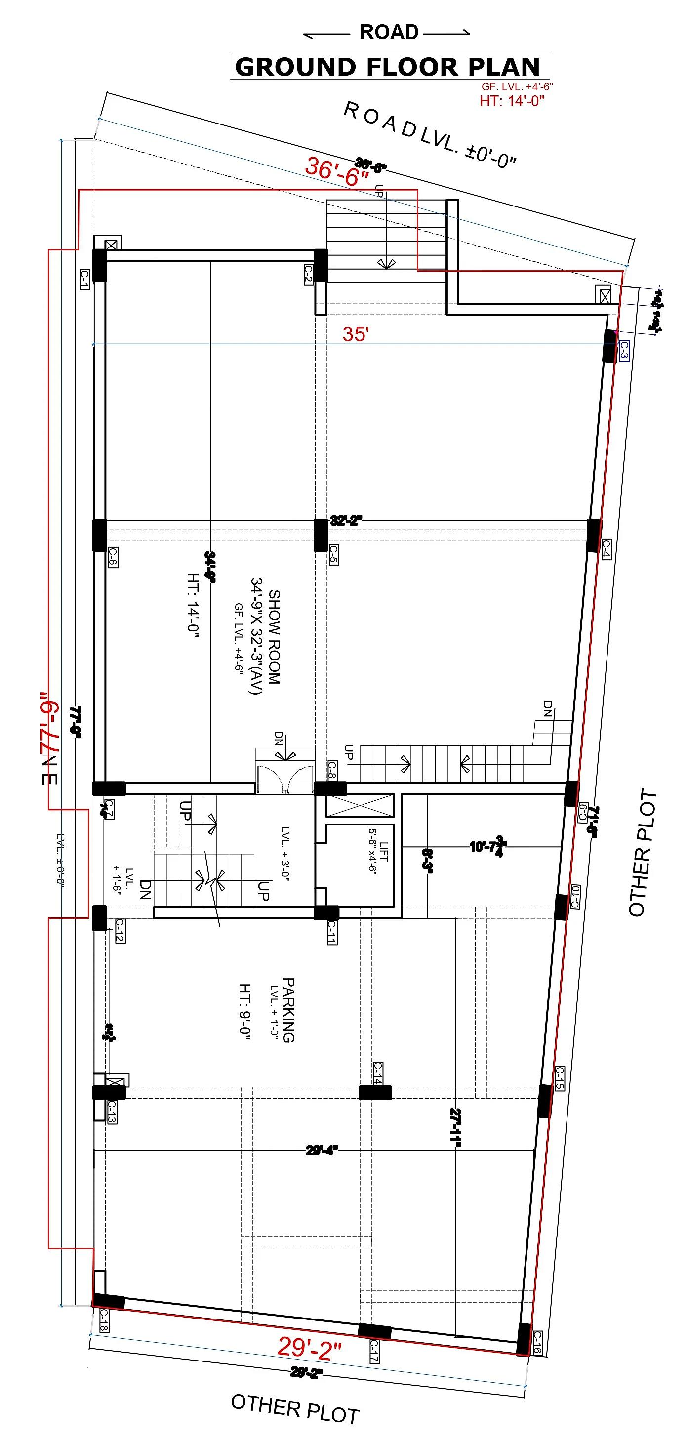 36X78 Showroom plan- 2808 sqft Residential Cum Commercial house design At Jaipur thumbnail 3 — Project ID 7539