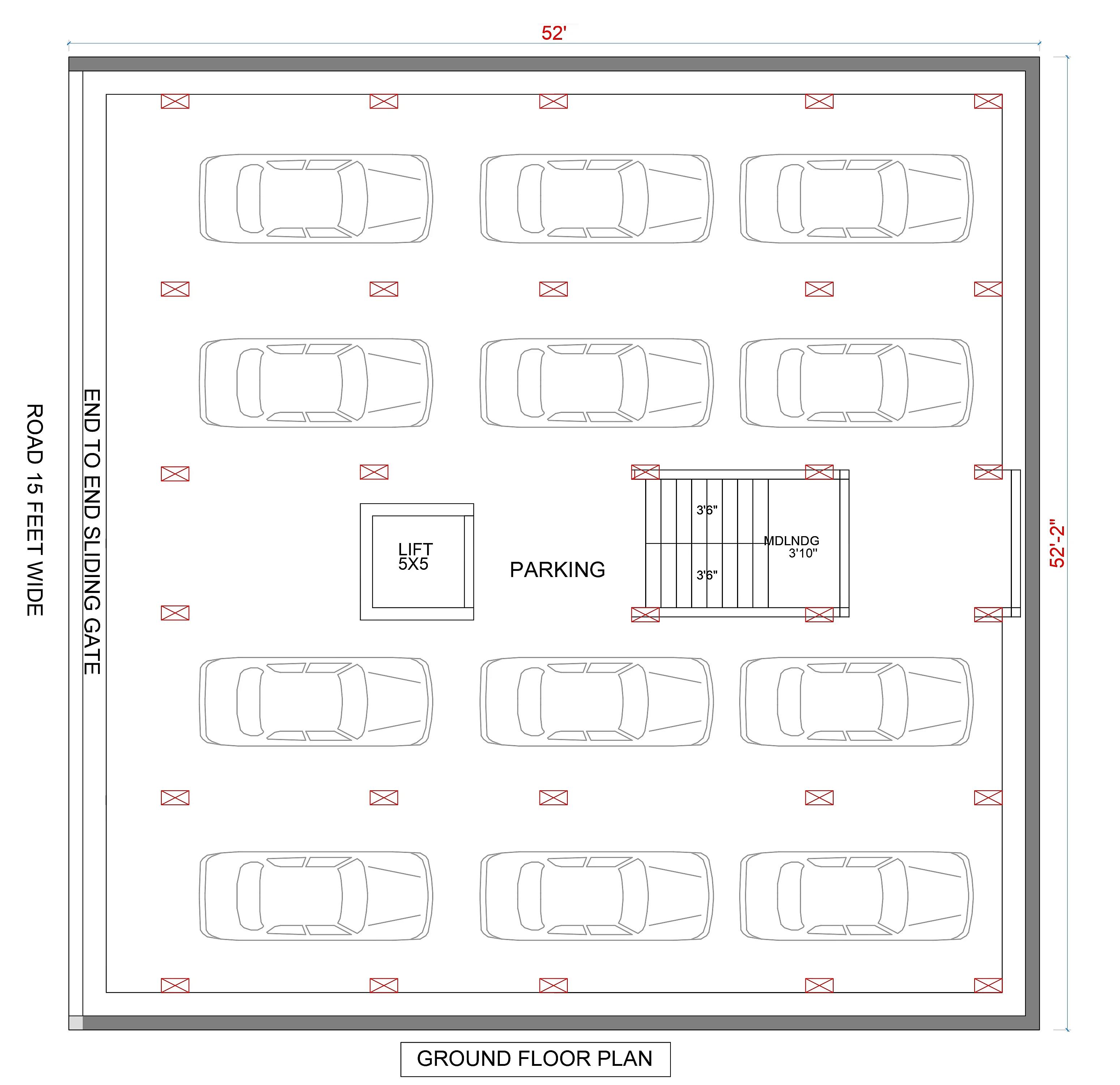52X52 Multi storey apartment plan- 2704 sqft Residential Cum Commercial house design At Pune thumbnail 3 — Project ID 7540