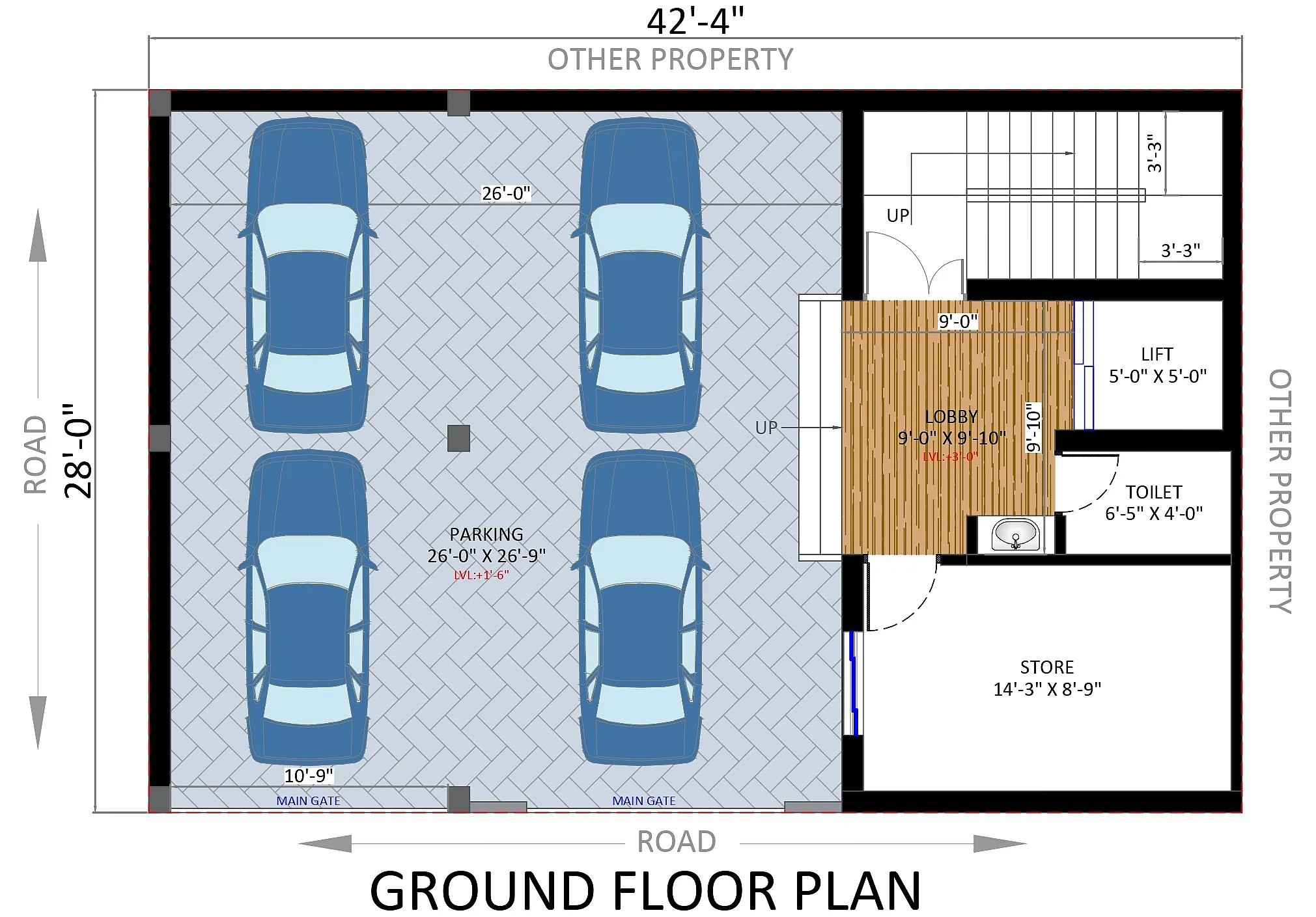 42X28 Residential House with Rental House plan- 1176 sqft Residential Cum Commercial house design At Rourkela thumbnail 3 — Project ID 7544