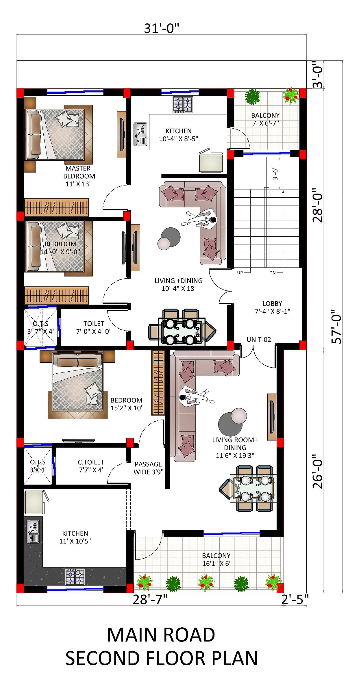 30X57 Rental House with Shop plan- 1710 sqft Residential Cum Commercial house design At Washim [MH]