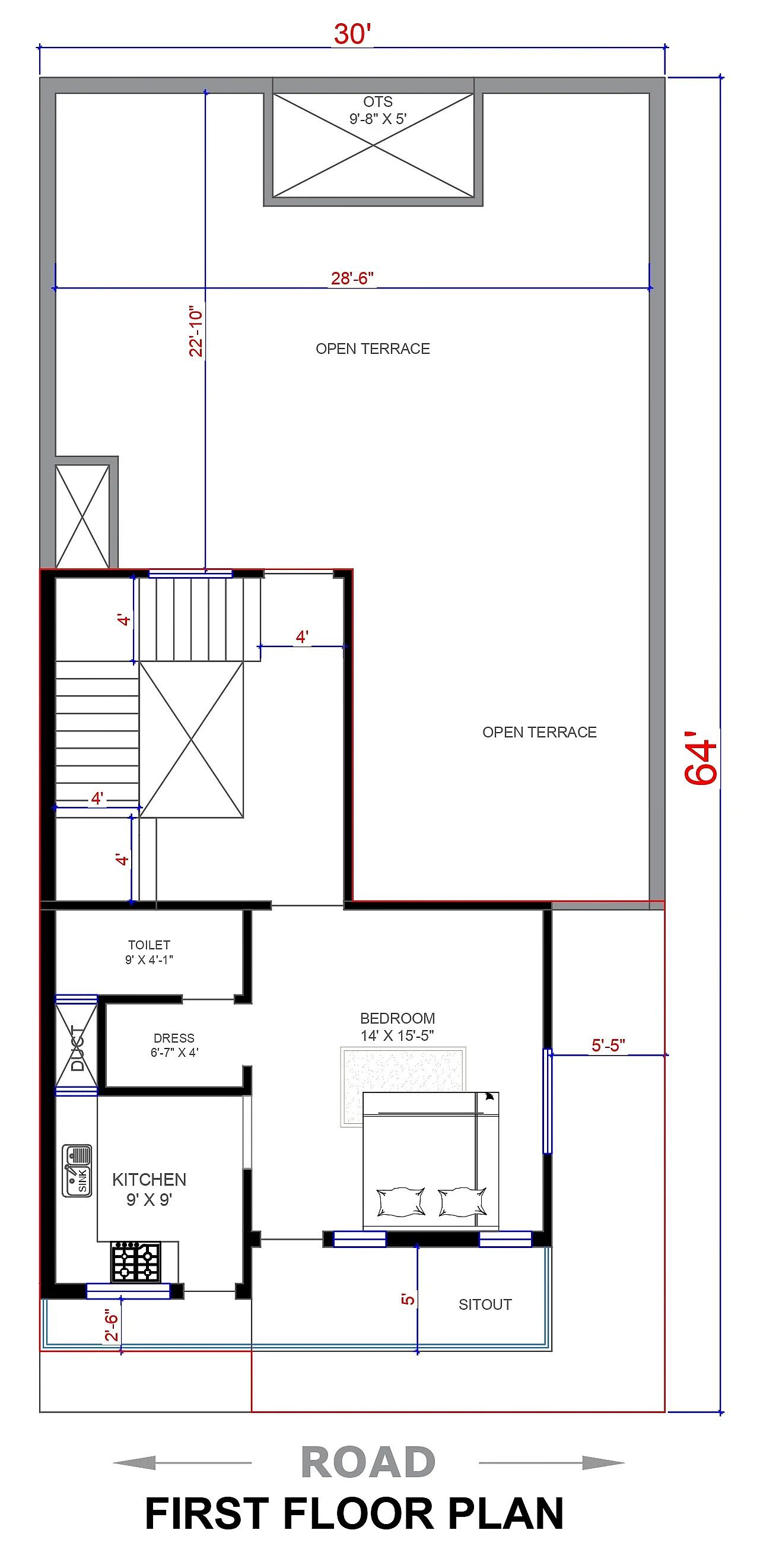 30X64 House plan- 1920 sqft Residential house design At Bhilwara thumbnail 2 — Project ID 7548
