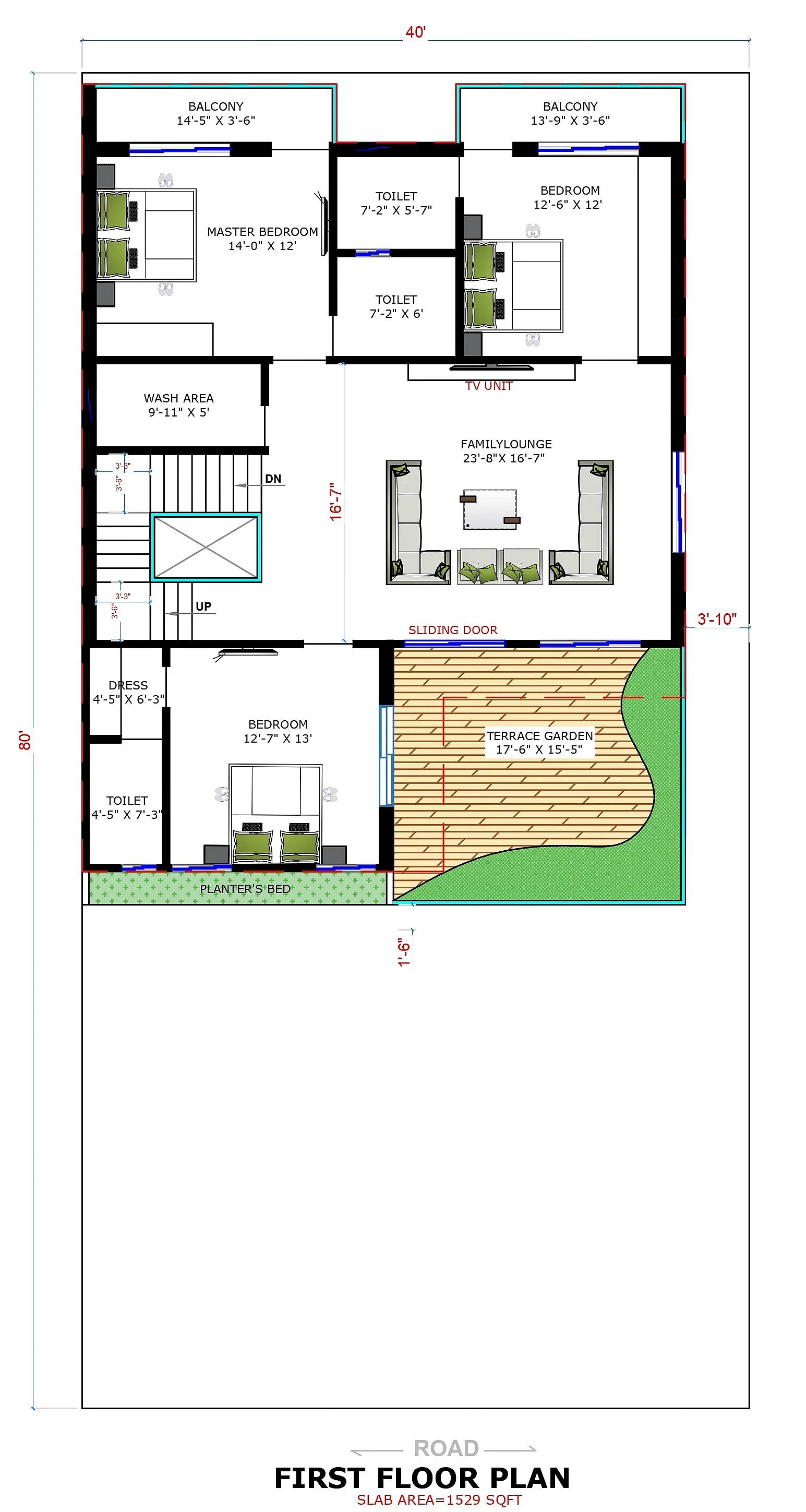 40X80 House plan- 3200 sqft Residential house design At Dehri thumbnail 2 — Project ID 7551
