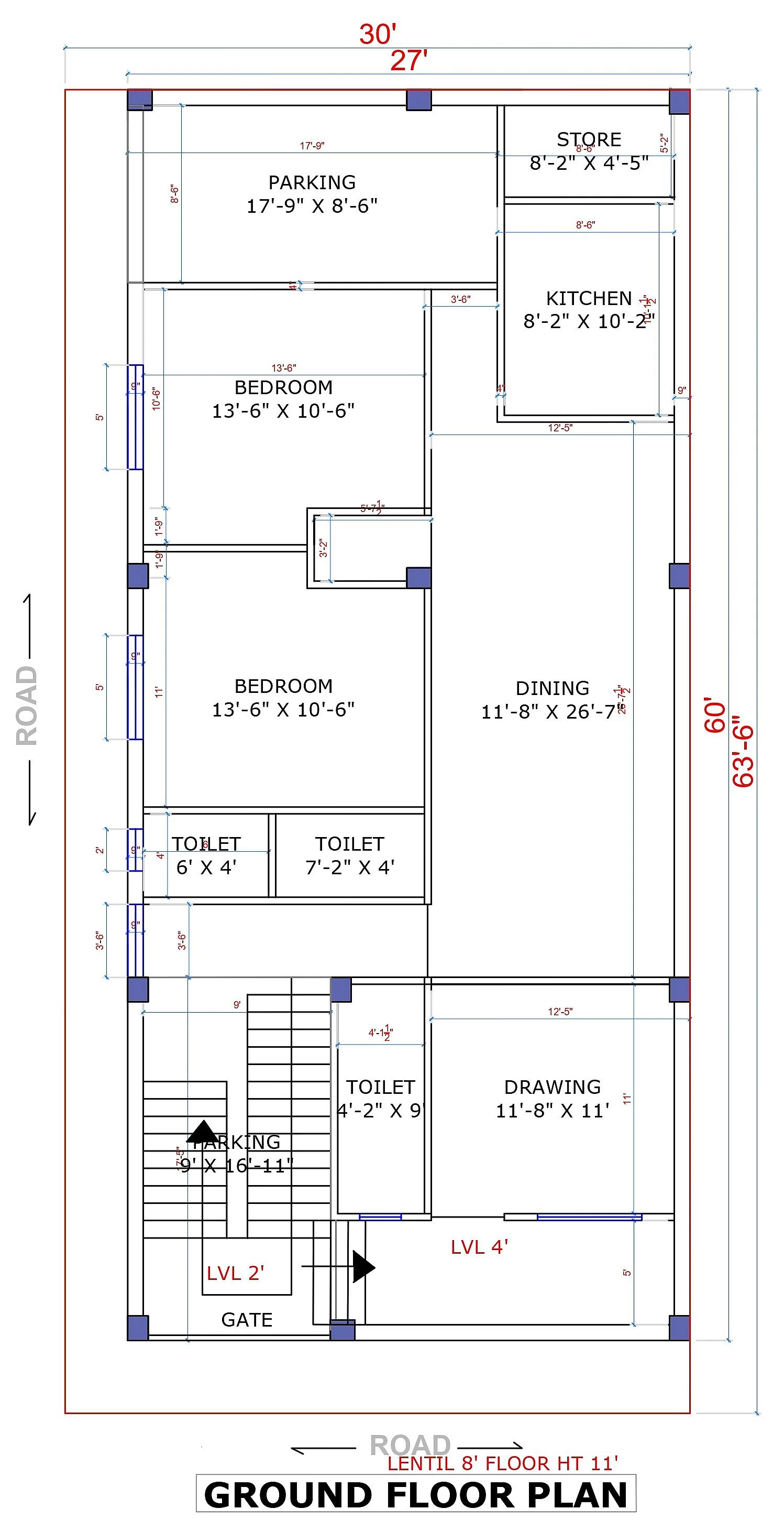 30X60 House plan- 1800 sqft Residential house design At Jaipur thumbnail 3 — Project ID 7553