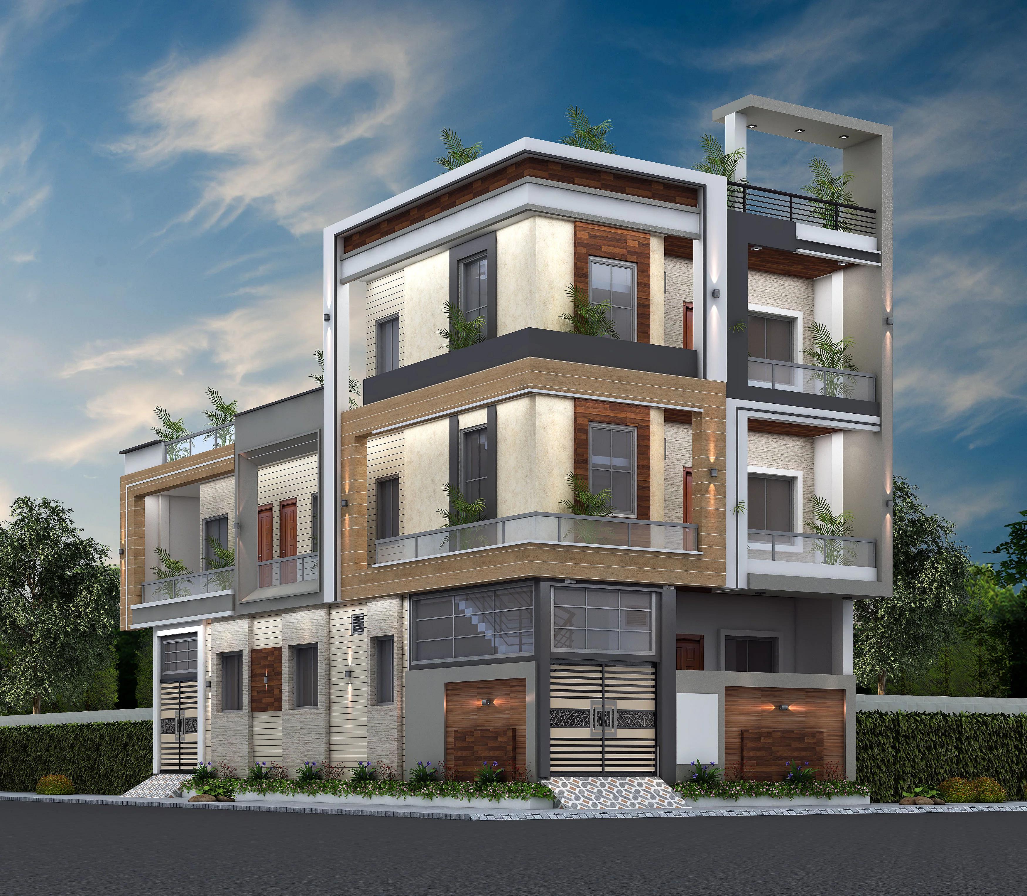30X60 House plan- 1800 sqft Residential house design At Jaipur [RJ] front elevation, 30x60 ft plot, west facing, G+2, Jaipur