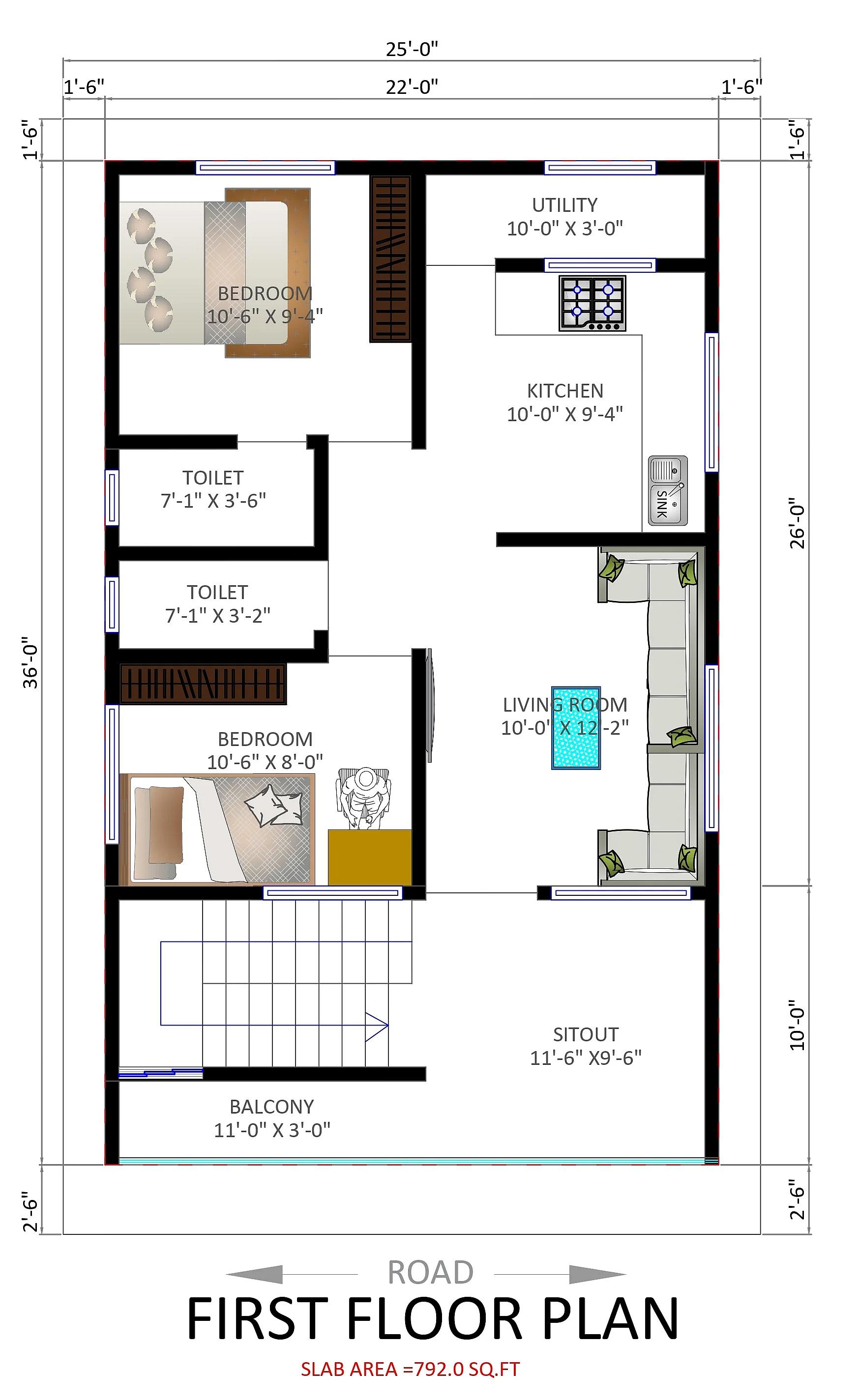 25X40 House plan- 1000 sqft Residential house design At Pune [MH]