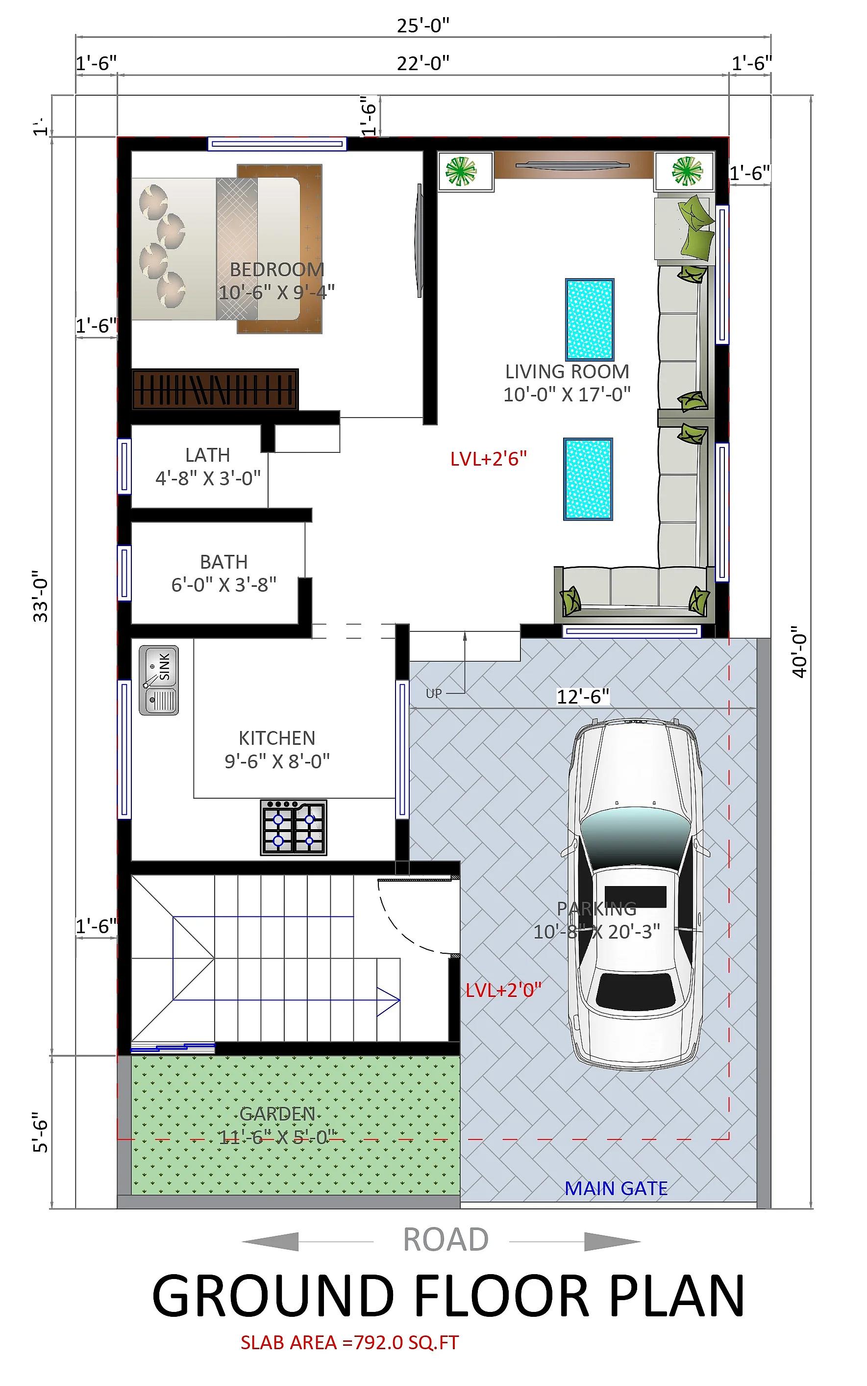 25X40 House plan- 1000 sqft Residential house design At Pune thumbnail 2 — Project ID 7554
