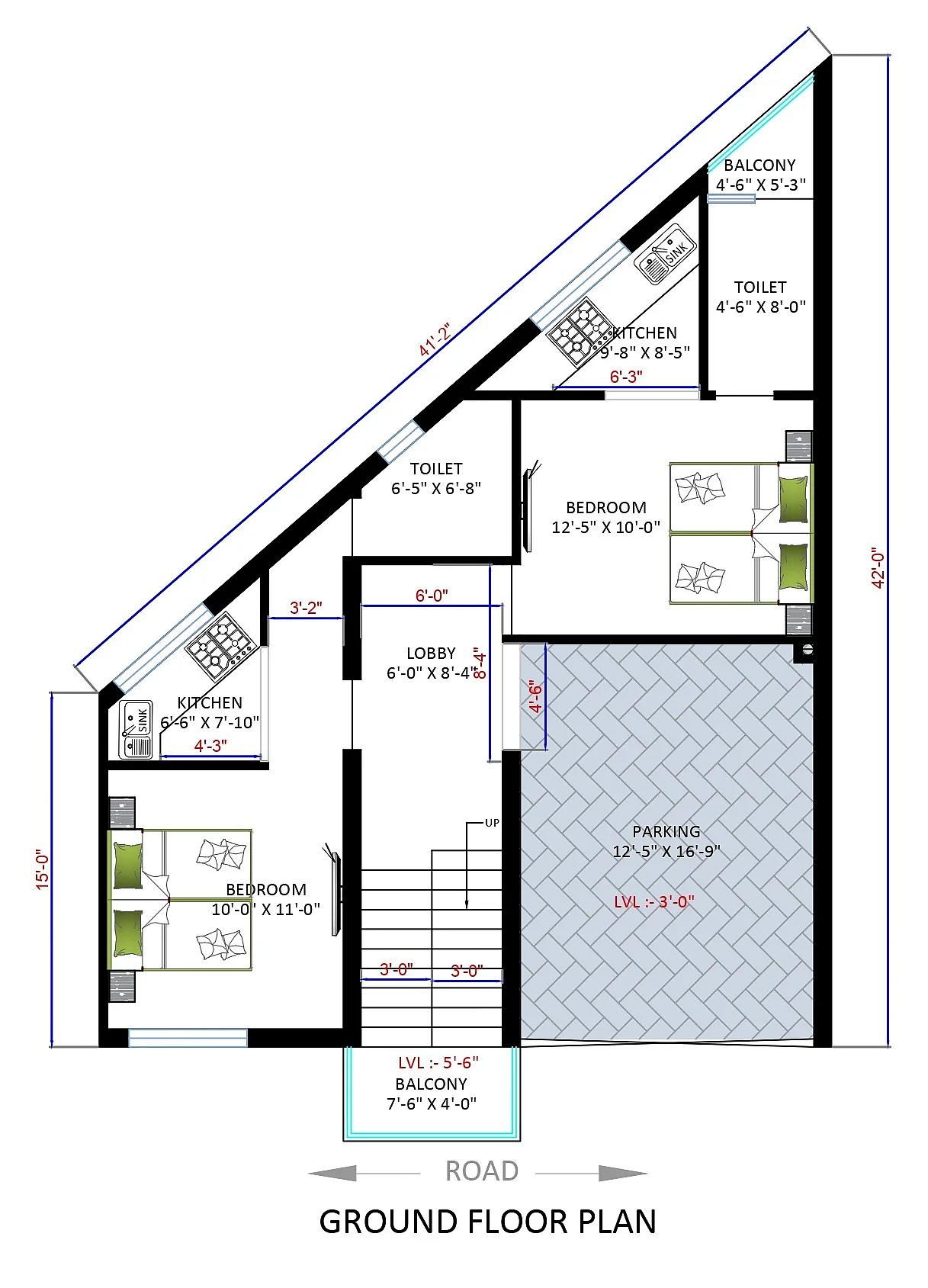40X15 Residential With Rental Apartment plan- 600 sqft Residential Cum Commercial house design At Gurgaon thumbnail 4 — Project ID 7555
