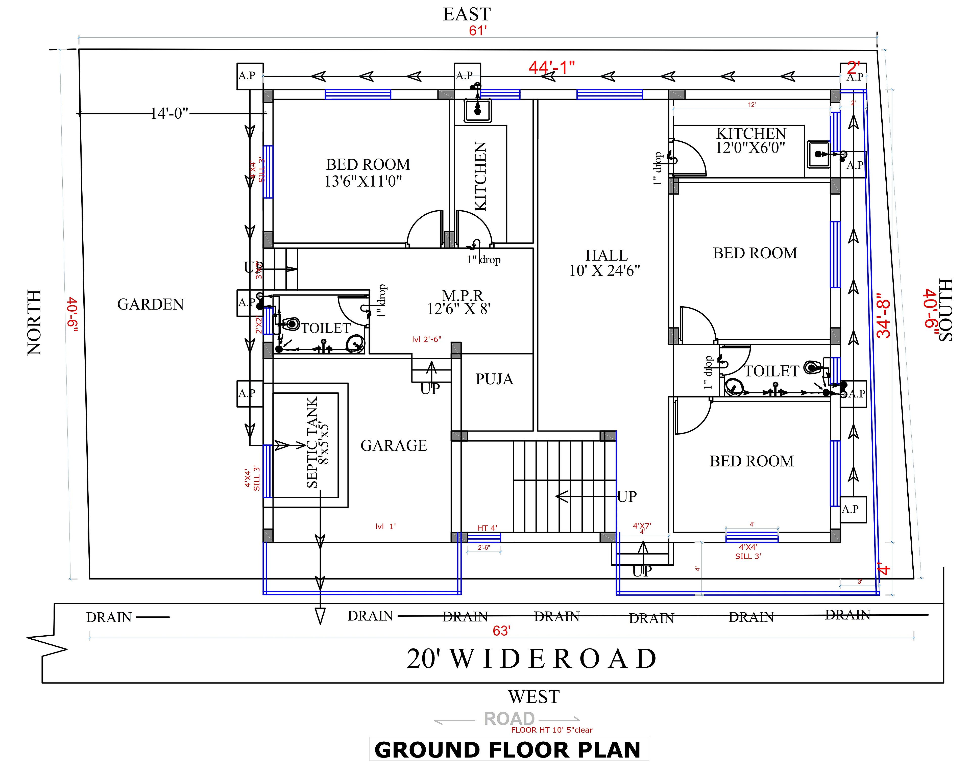 60X40 Residential House with Rental House plan- 2400 sqft Residential Cum Commercial house design At Adityapur thumbnail 3 — Project ID 7568