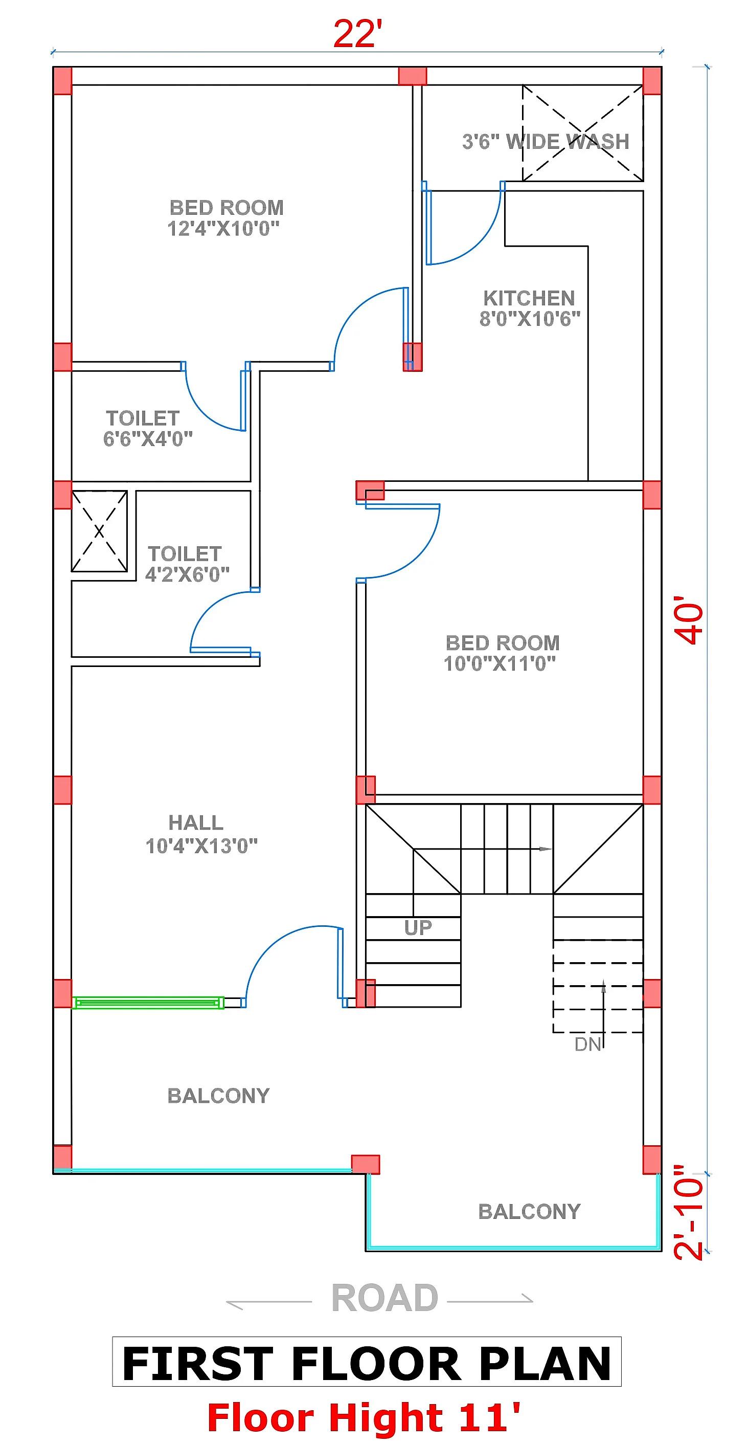 22X40 House plan- 880 sqft Residential house design At Hoshangabad thumbnail 2 — Project ID 7571