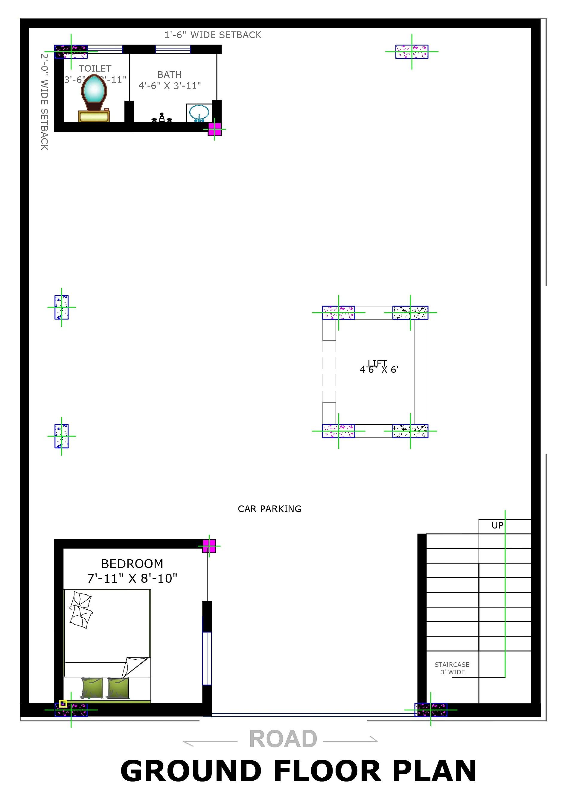 30X40 House With Lift plan- 1200 sqft Residential house design At Bangalore thumbnail 5 — Project ID 7573
