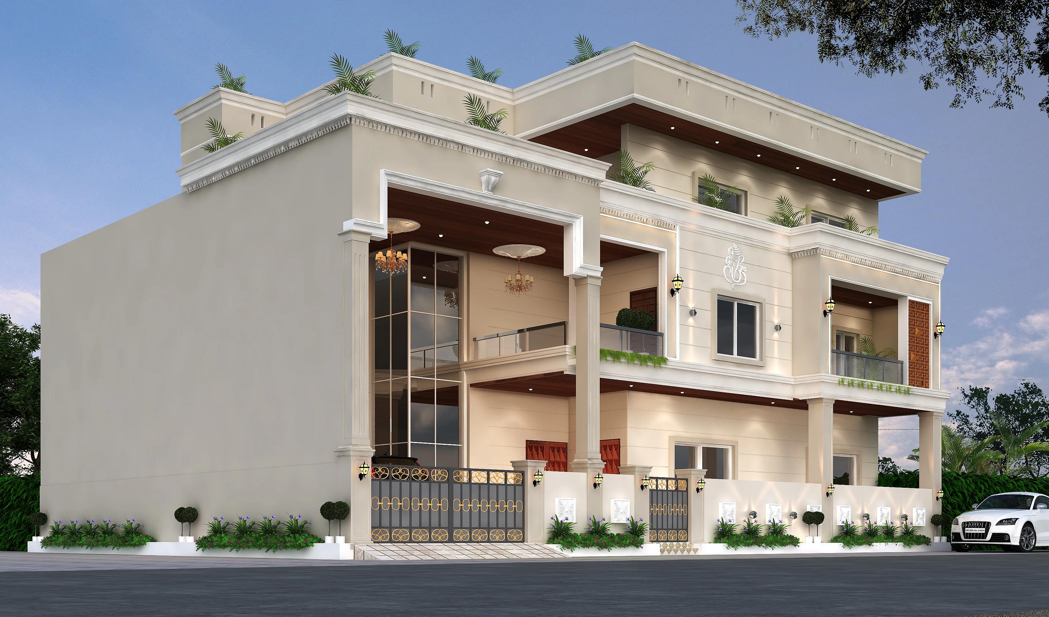 68X50 House plan- 3400 sqft Residential house design At Amroha thumbnail 2 — Project ID 7574